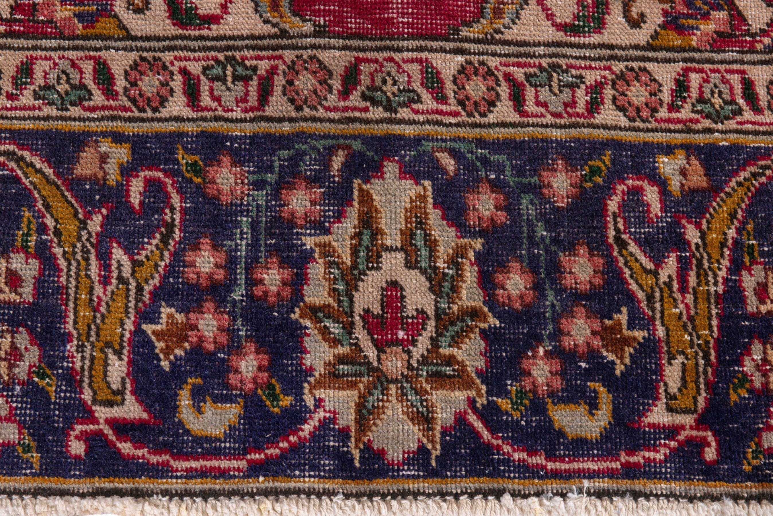 Persian Tabriz oversized rug in faded red and navy, view 11 of 24