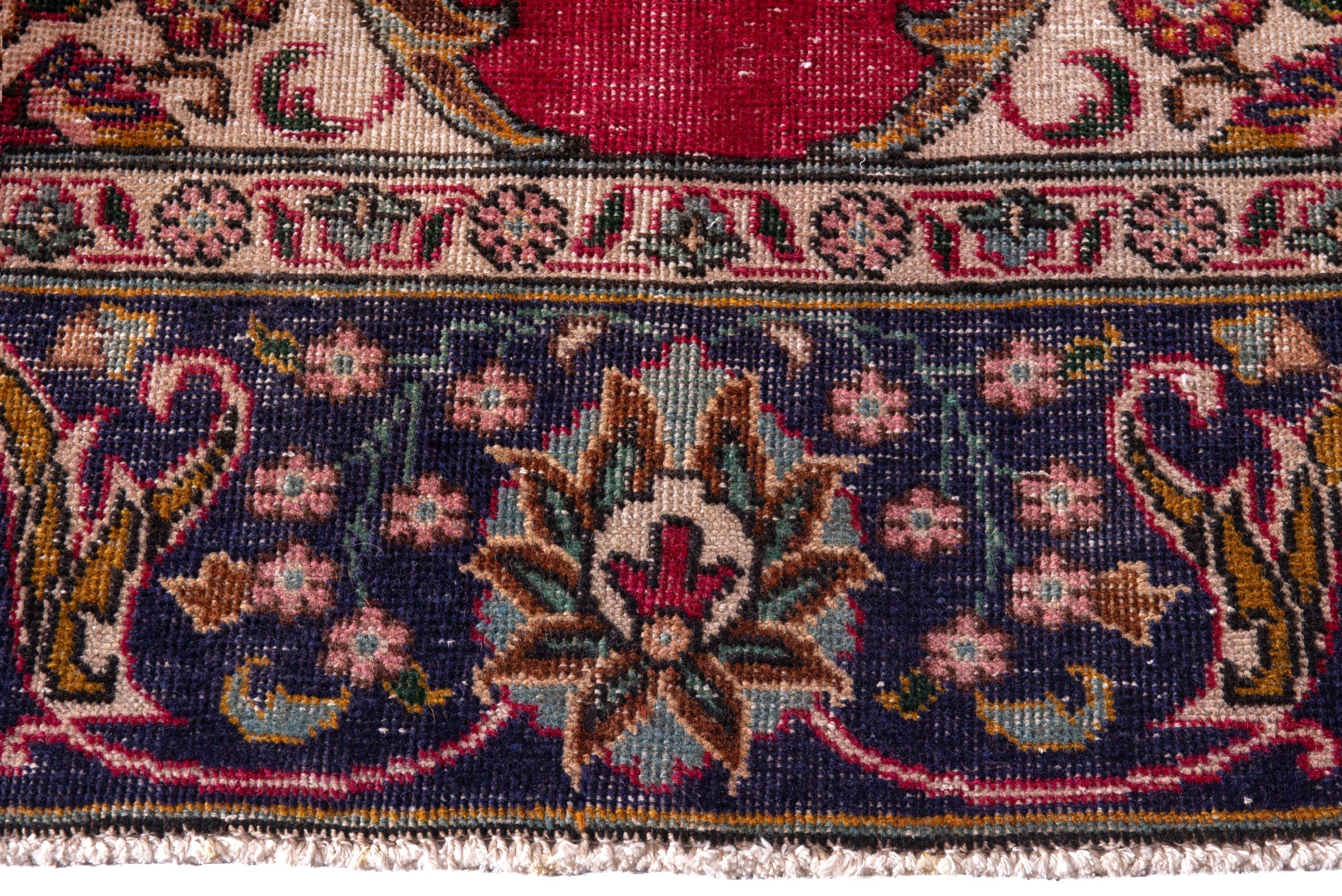 Persian Tabriz oversized rug in faded red and navy, view 14 of 24