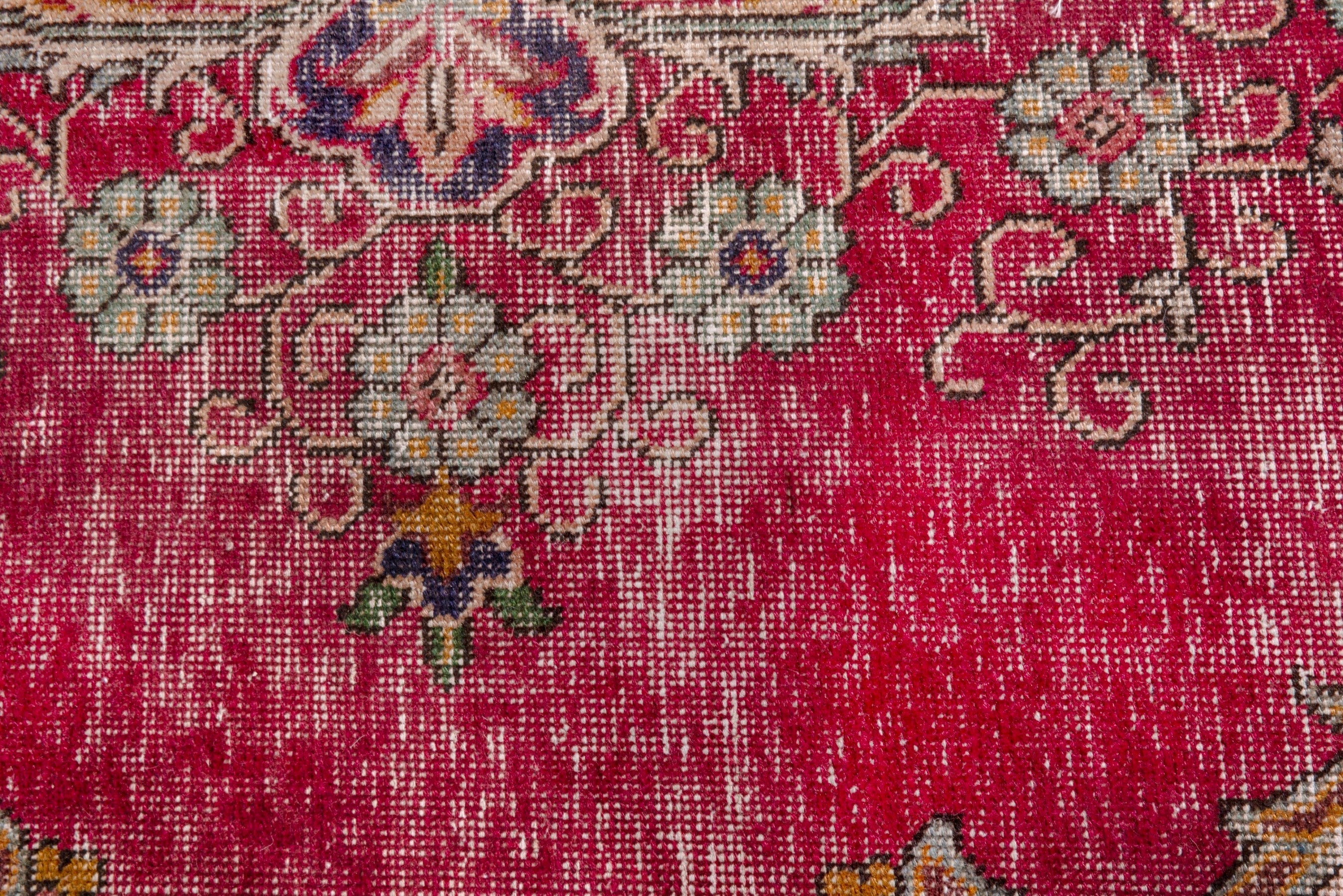 Persian Tabriz oversized rug in faded red and navy, view 16 of 24