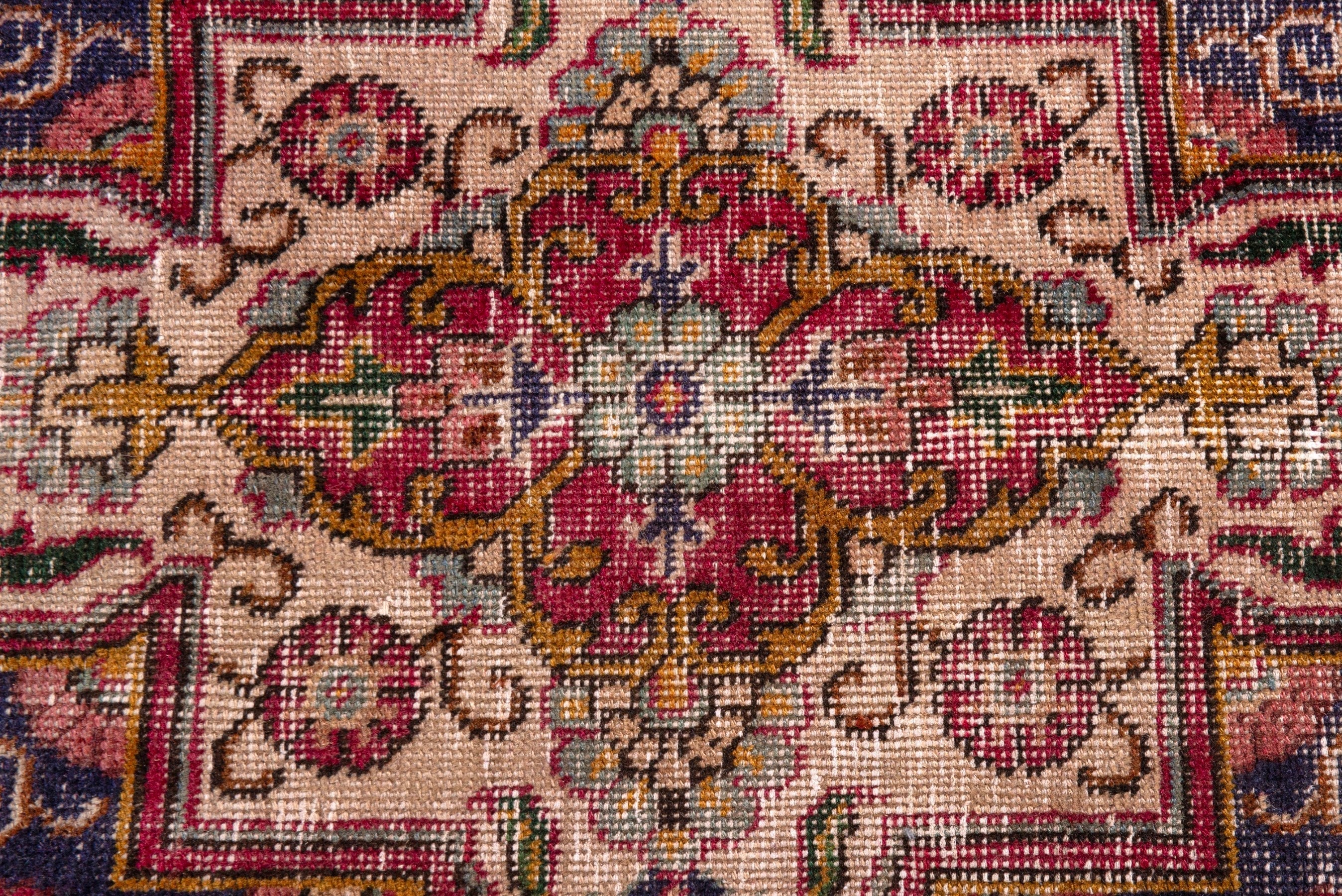 Persian Tabriz oversized rug in faded red and navy, view 17 of 24