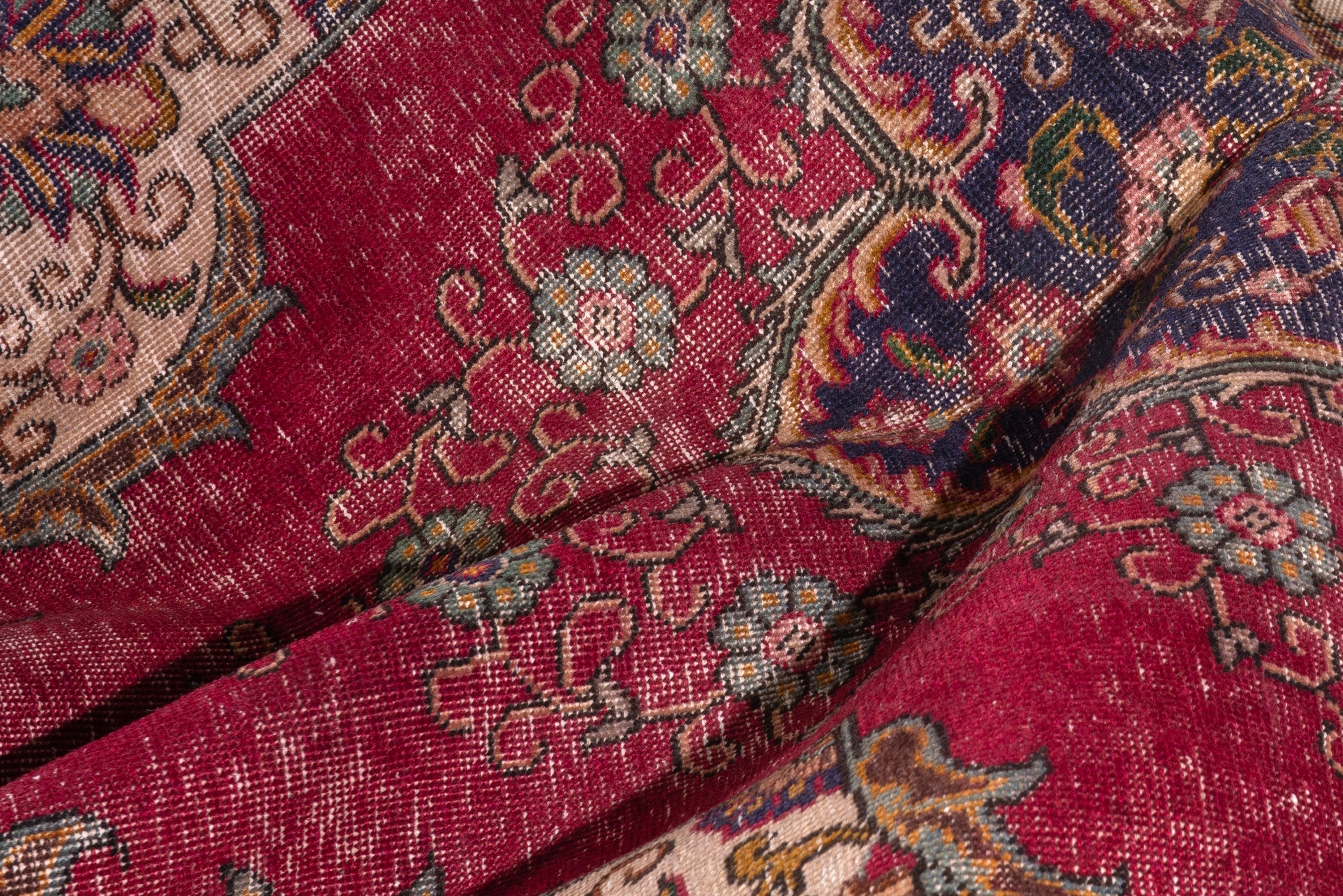 Persian Tabriz oversized rug in faded red and navy, view 21 of 24