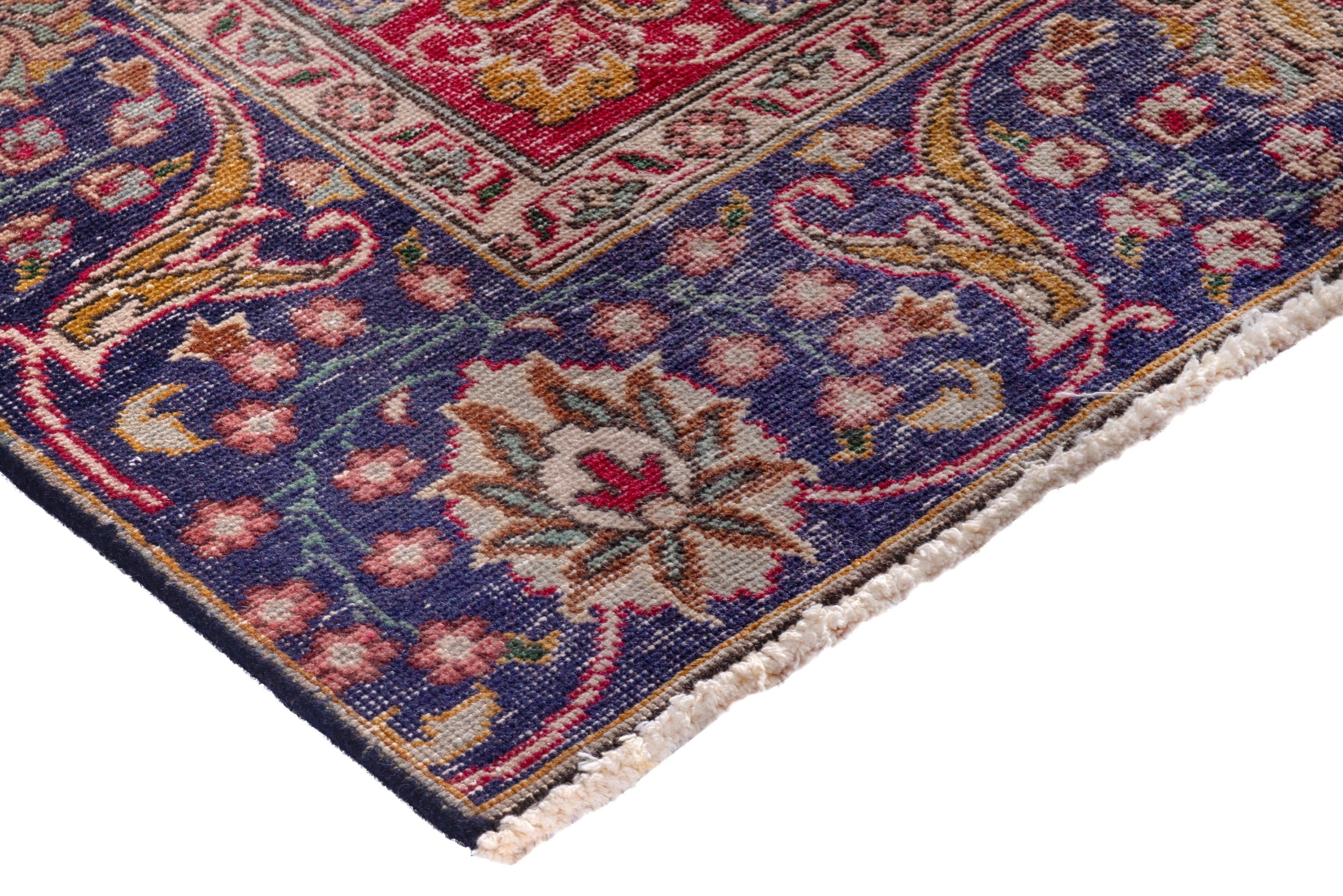Persian Tabriz oversized rug in faded red and navy, view 4 of 24