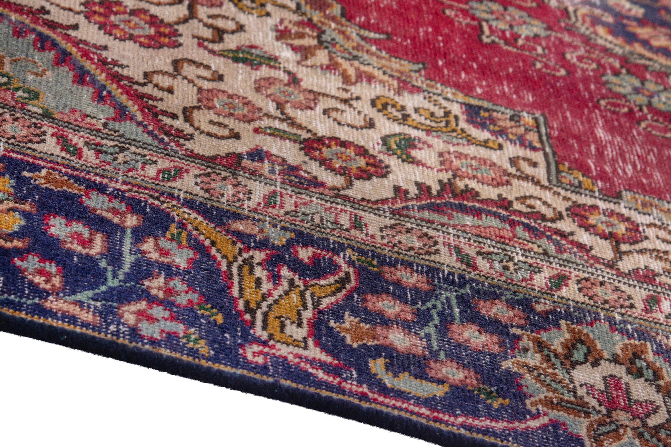Persian Tabriz oversized rug in faded red and navy, view 8 of 24