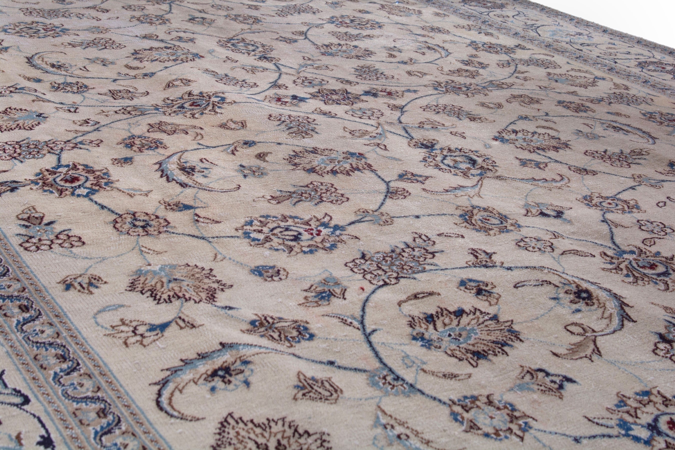 Persian Nain oversized rug in ivory and taupe, view 10 of 21