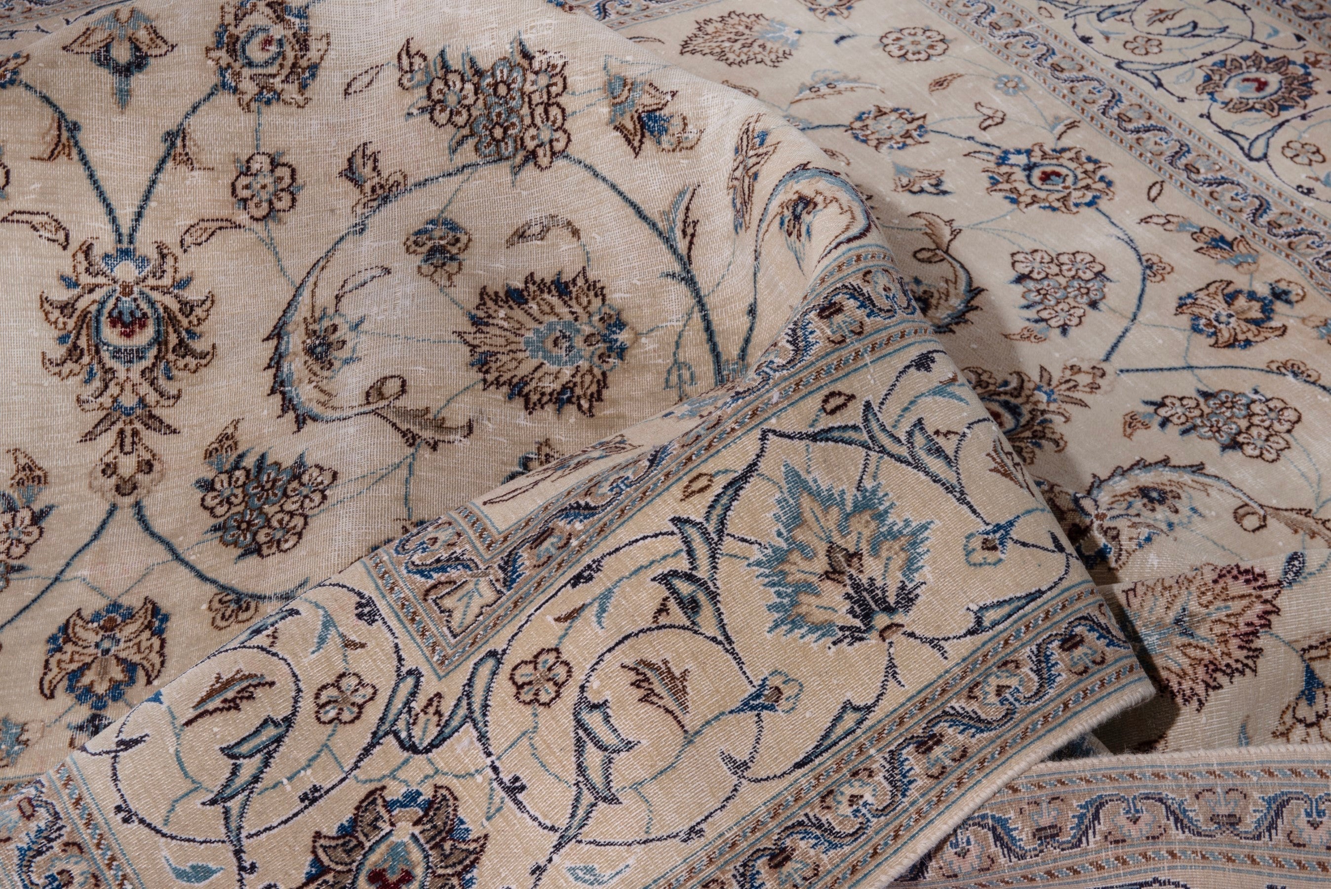 Persian Nain oversized rug in ivory and taupe, view 17 of 21