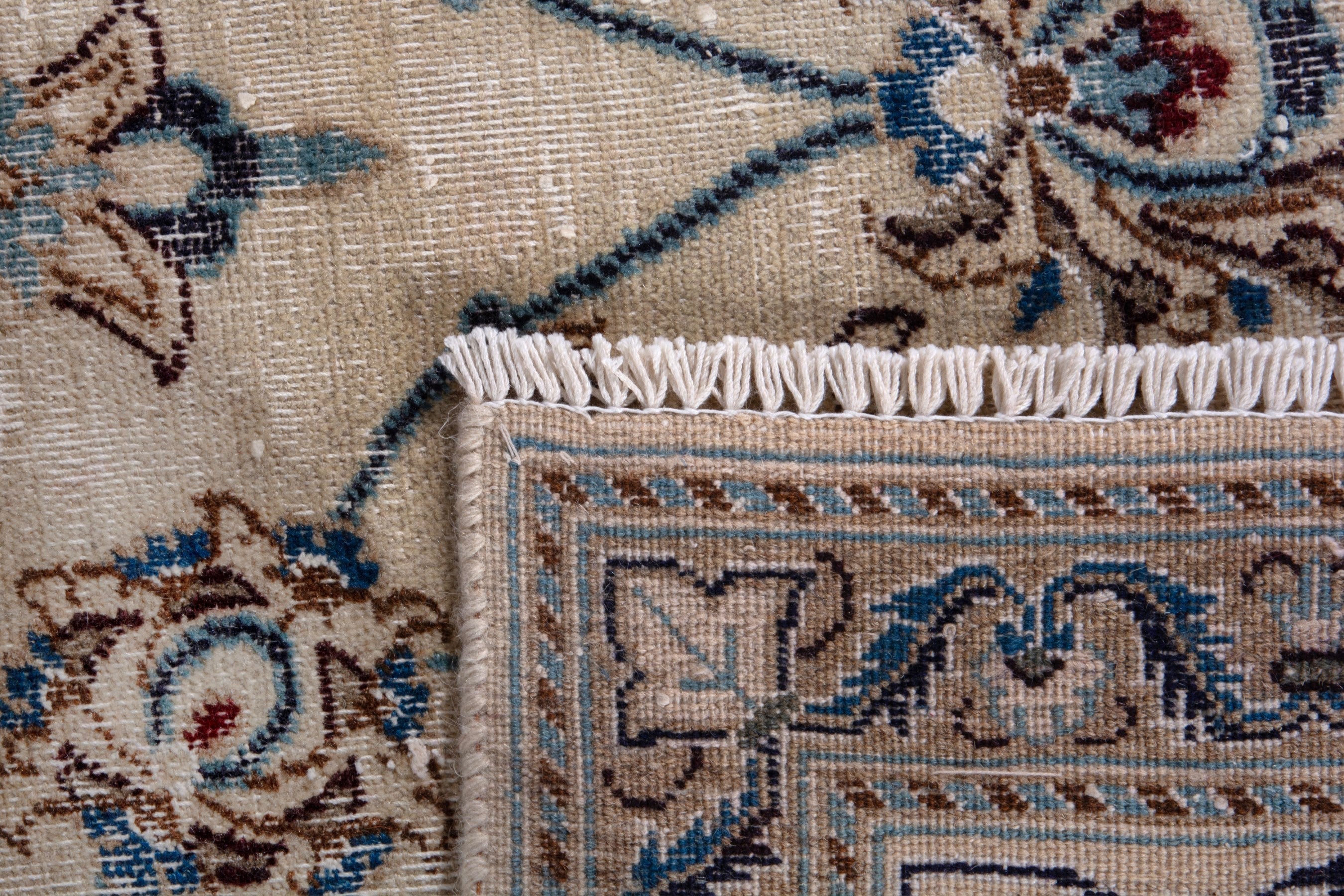 Persian Nain oversized rug in ivory and taupe, view 21 of 21