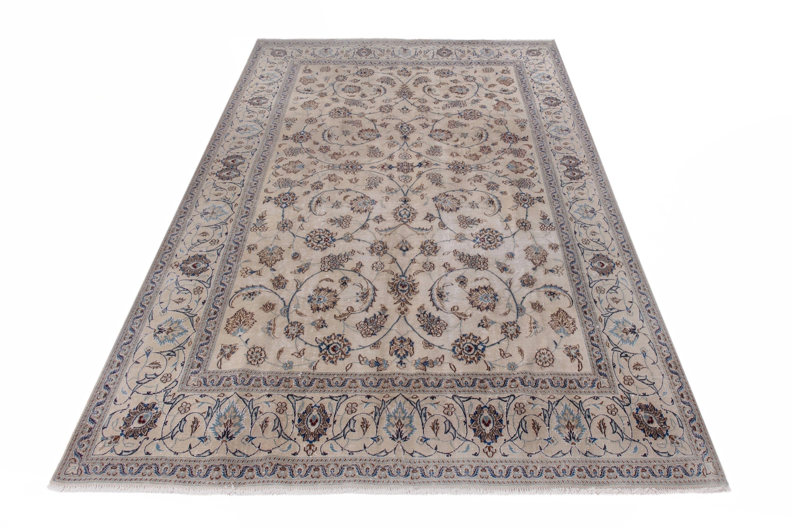 Persian Nain oversized rug in ivory and taupe, view 2 of 21
