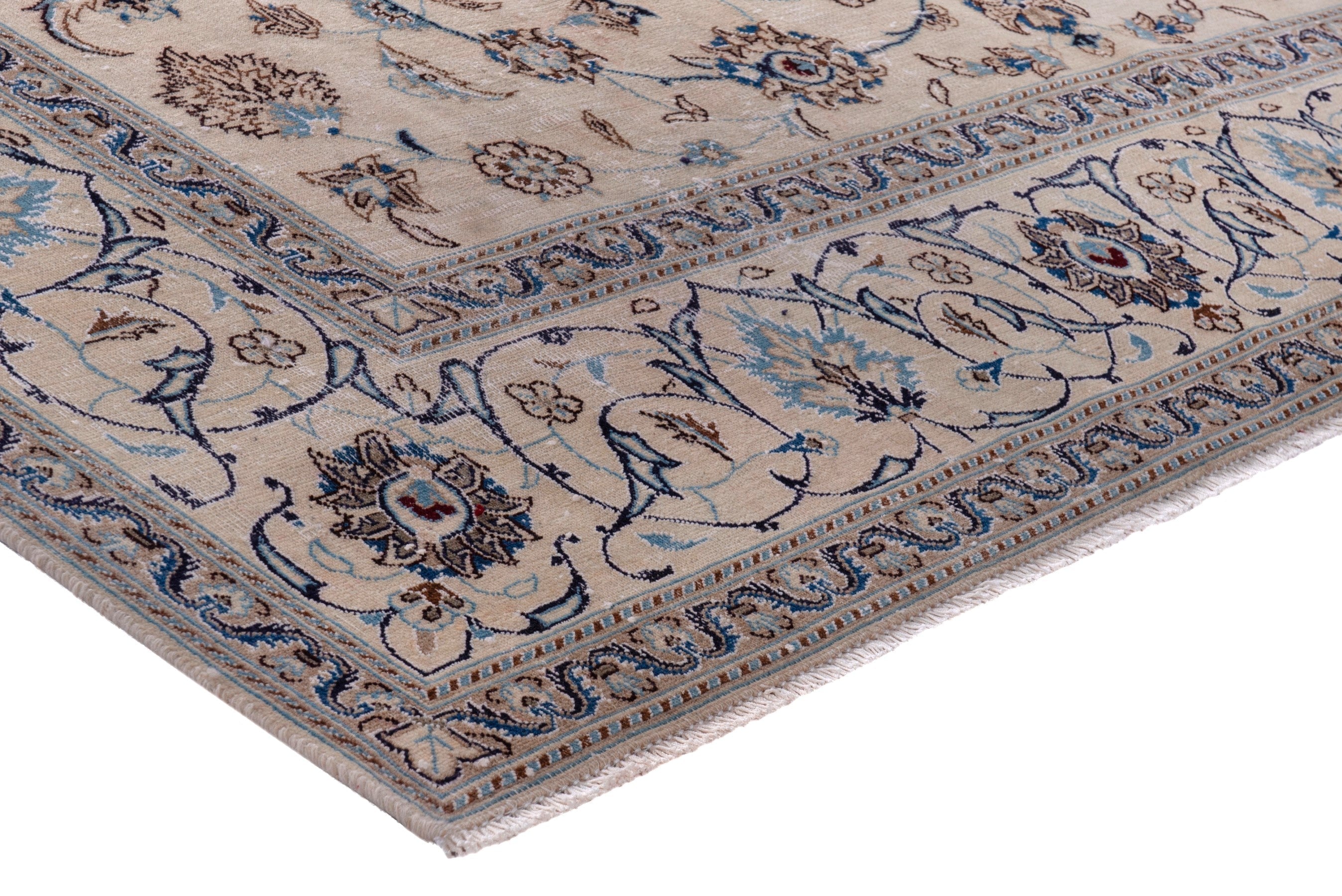 Persian Nain oversized rug in ivory and taupe, view 4 of 21