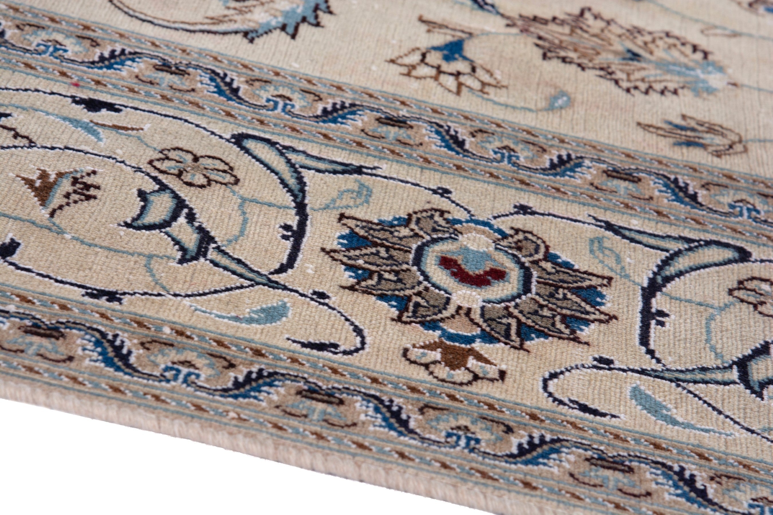 Persian Nain oversized rug in ivory and taupe, view 8 of 21