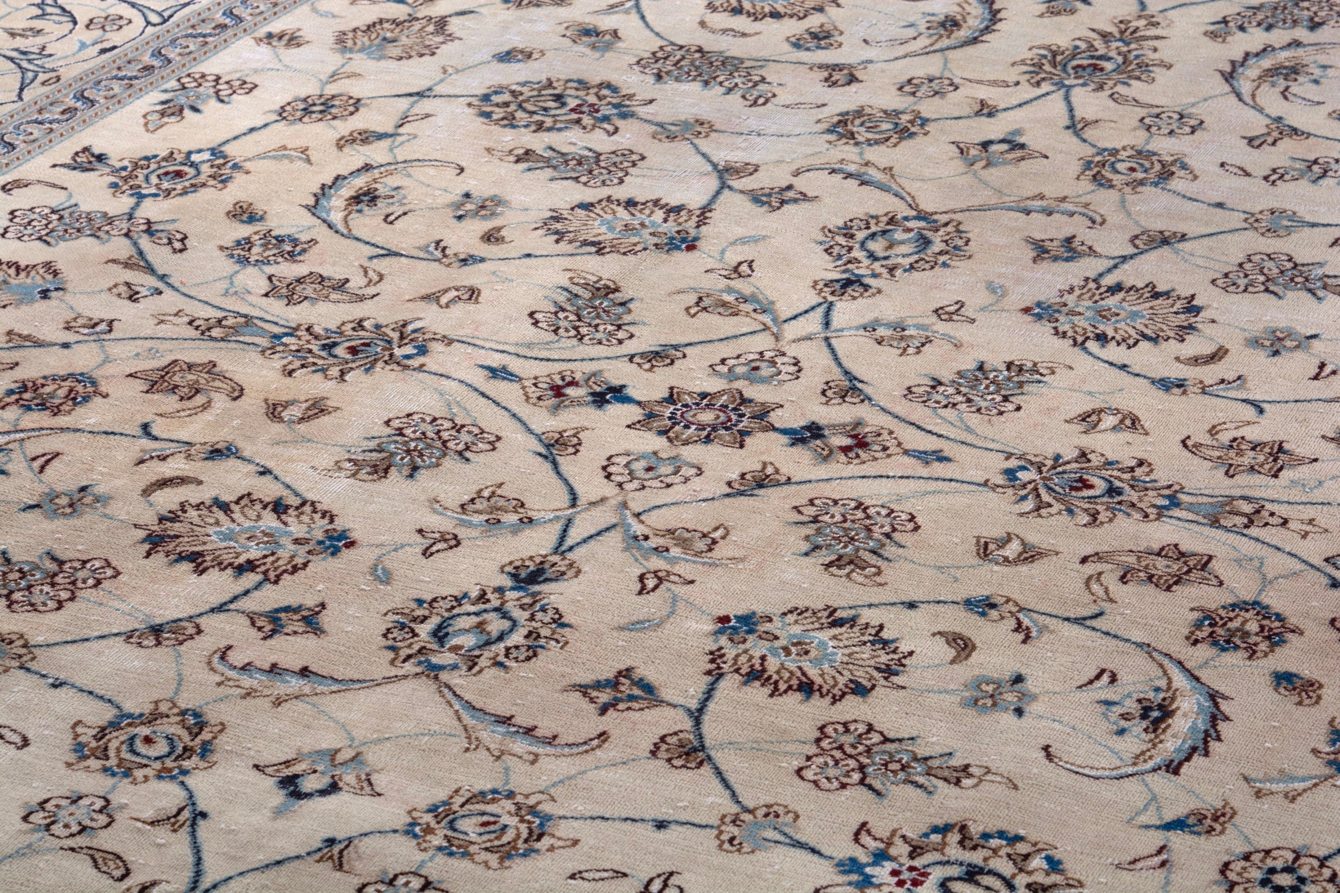 Persian Nain oversized rug in ivory and taupe, view 9 of 21