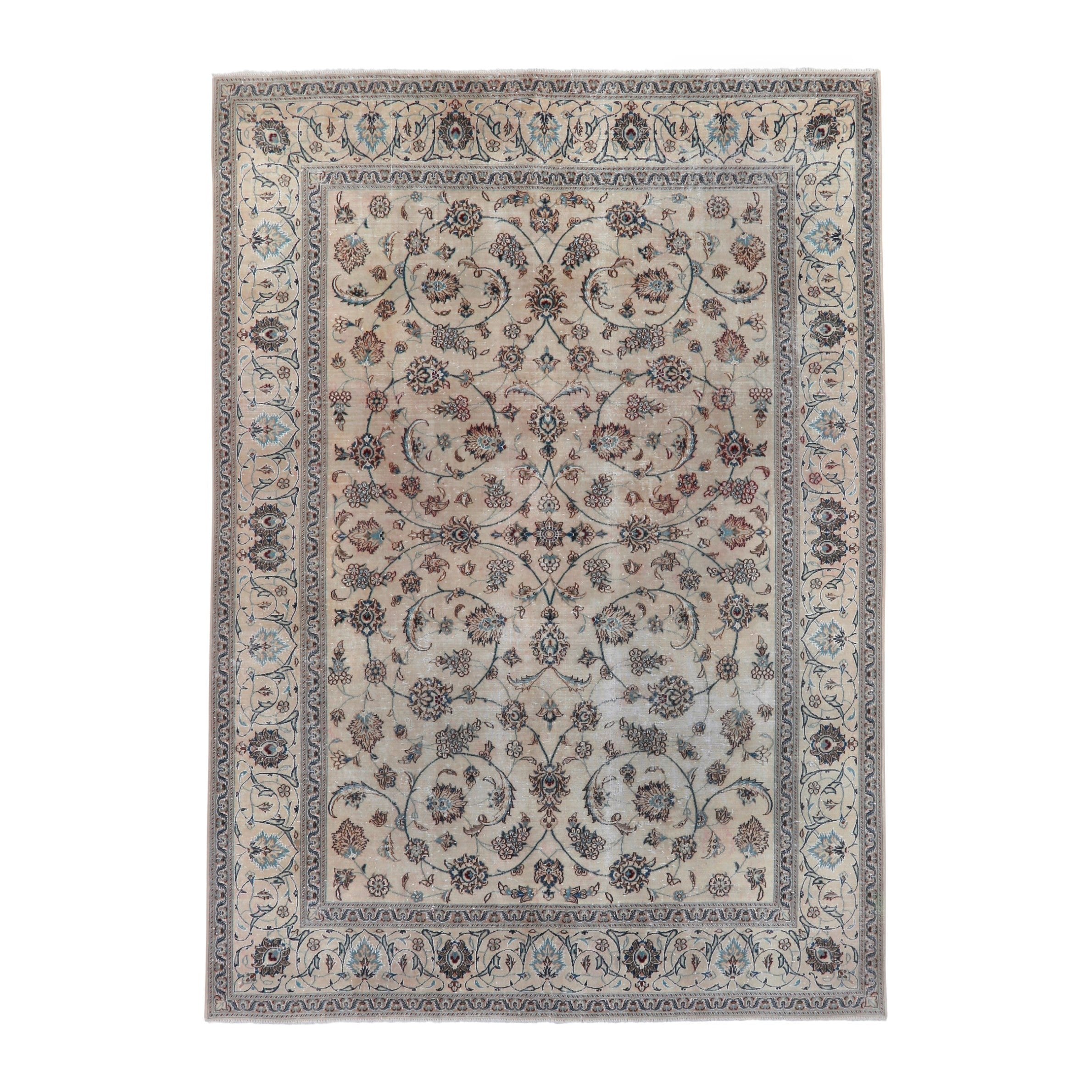 Persian Nain oversized rug in ivory and taupe, 8'2" x 11'11"