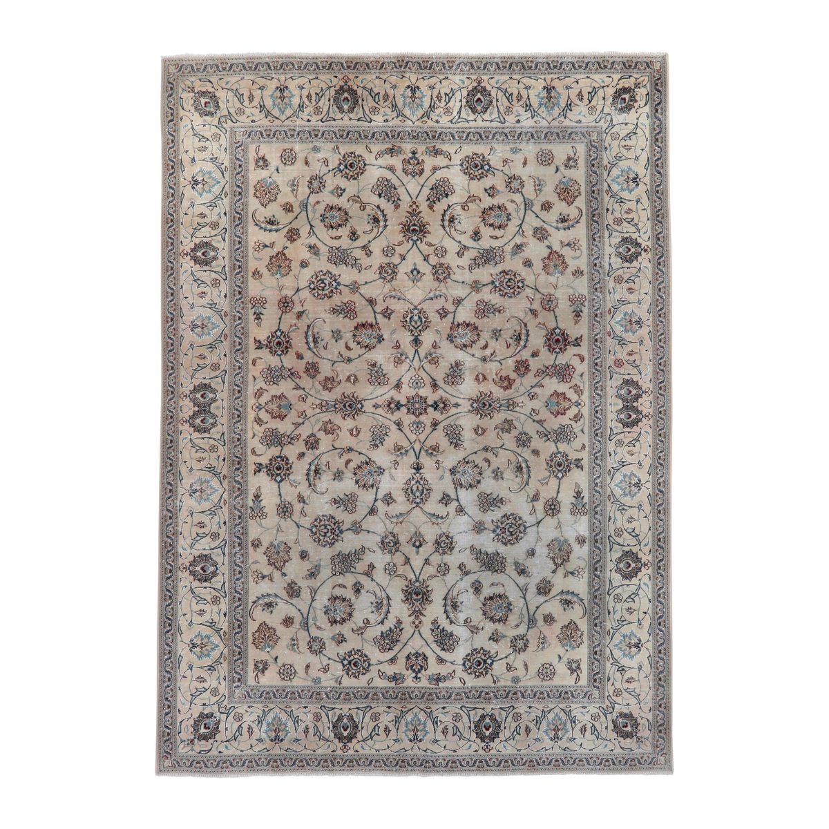 Persian Nain oversized rug in ivory and taupe, 8'2" x 11'11"