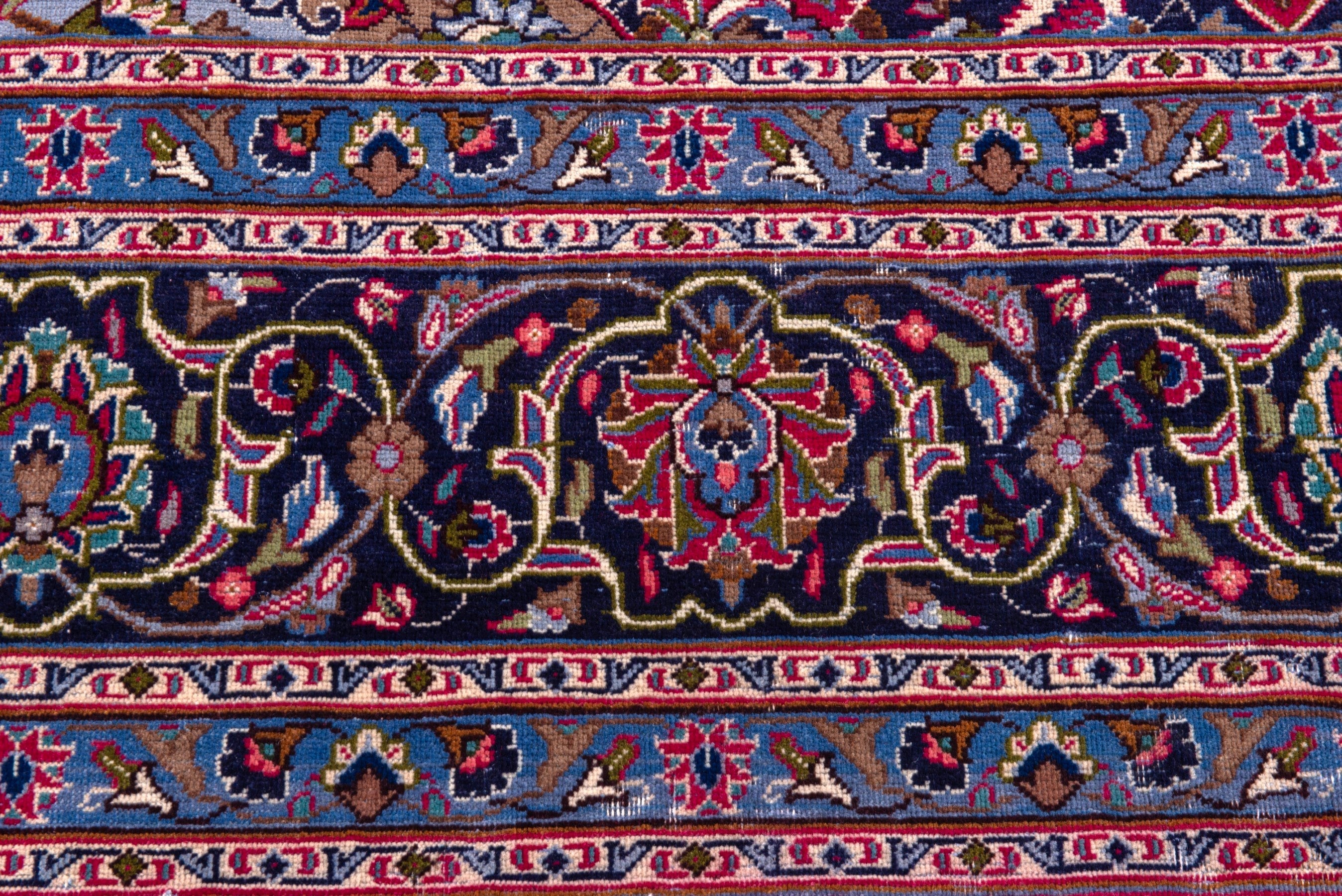 Persian Kashmar oversized rug in deep red and dark blue, view 11 of 23