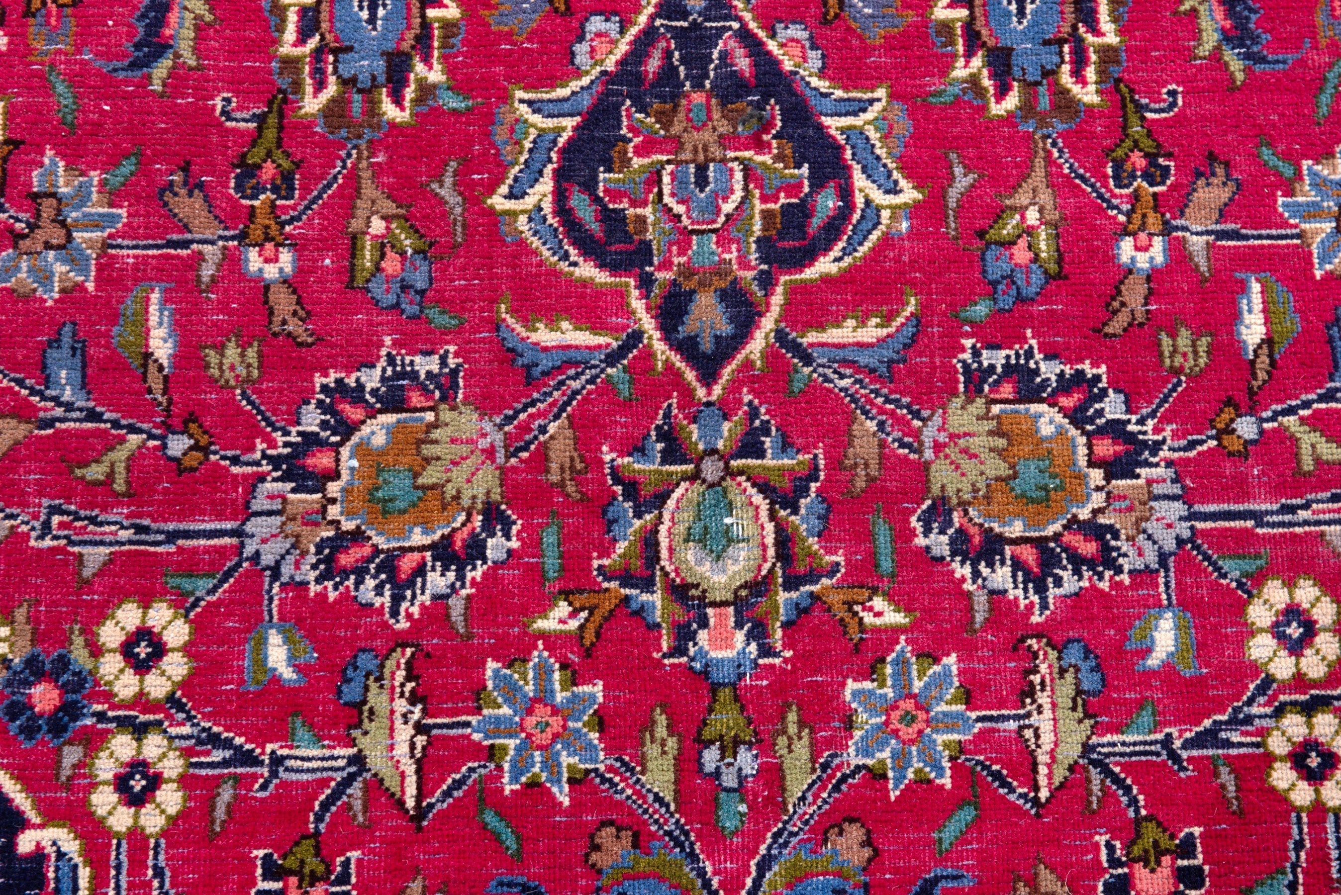Persian Kashmar oversized rug in deep red and dark blue, view 12 of 23