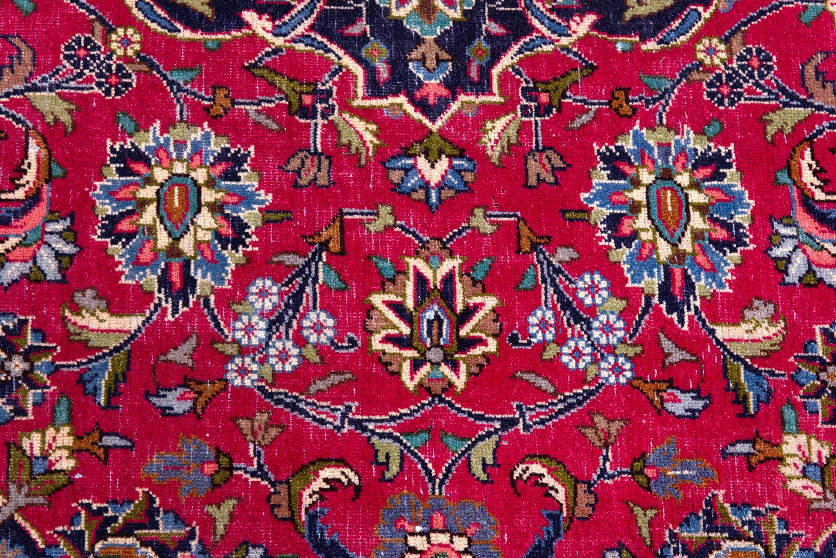 Persian Kashmar oversized rug in deep red and dark blue, view 13 of 23