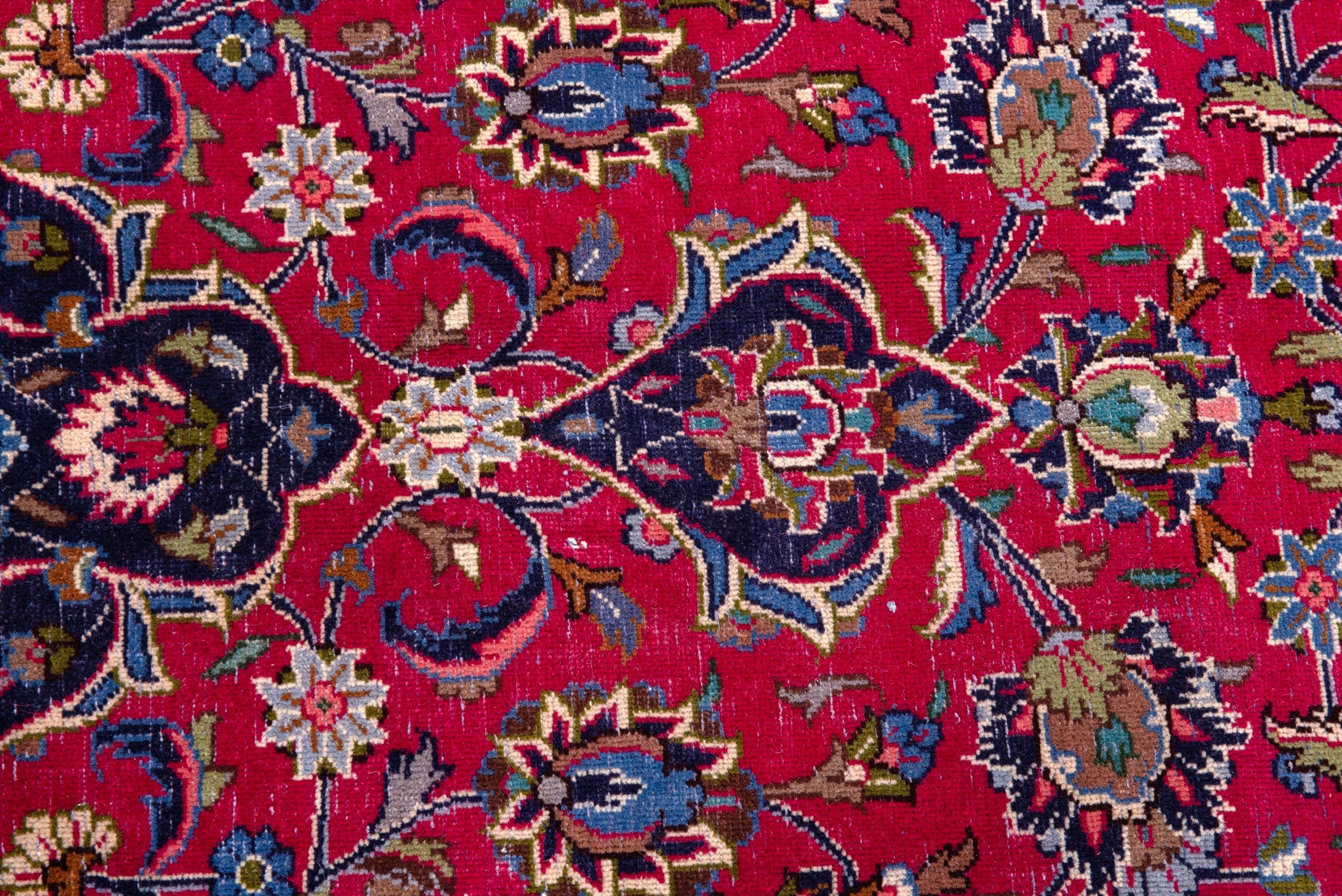 Persian Kashmar oversized rug in deep red and dark blue, view 14 of 23