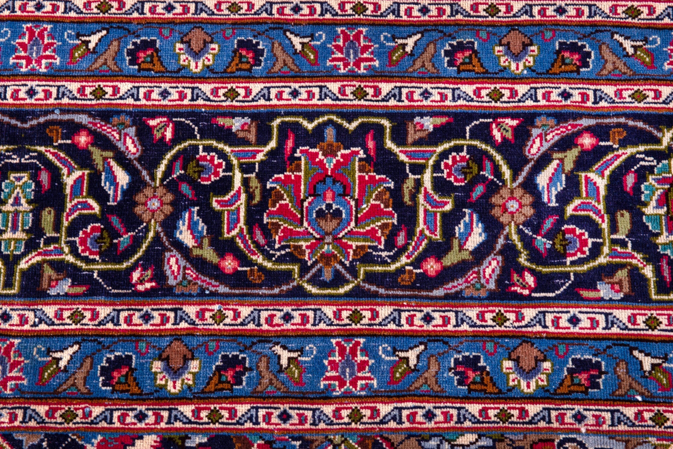 Persian Kashmar oversized rug in deep red and dark blue, view 15 of 23