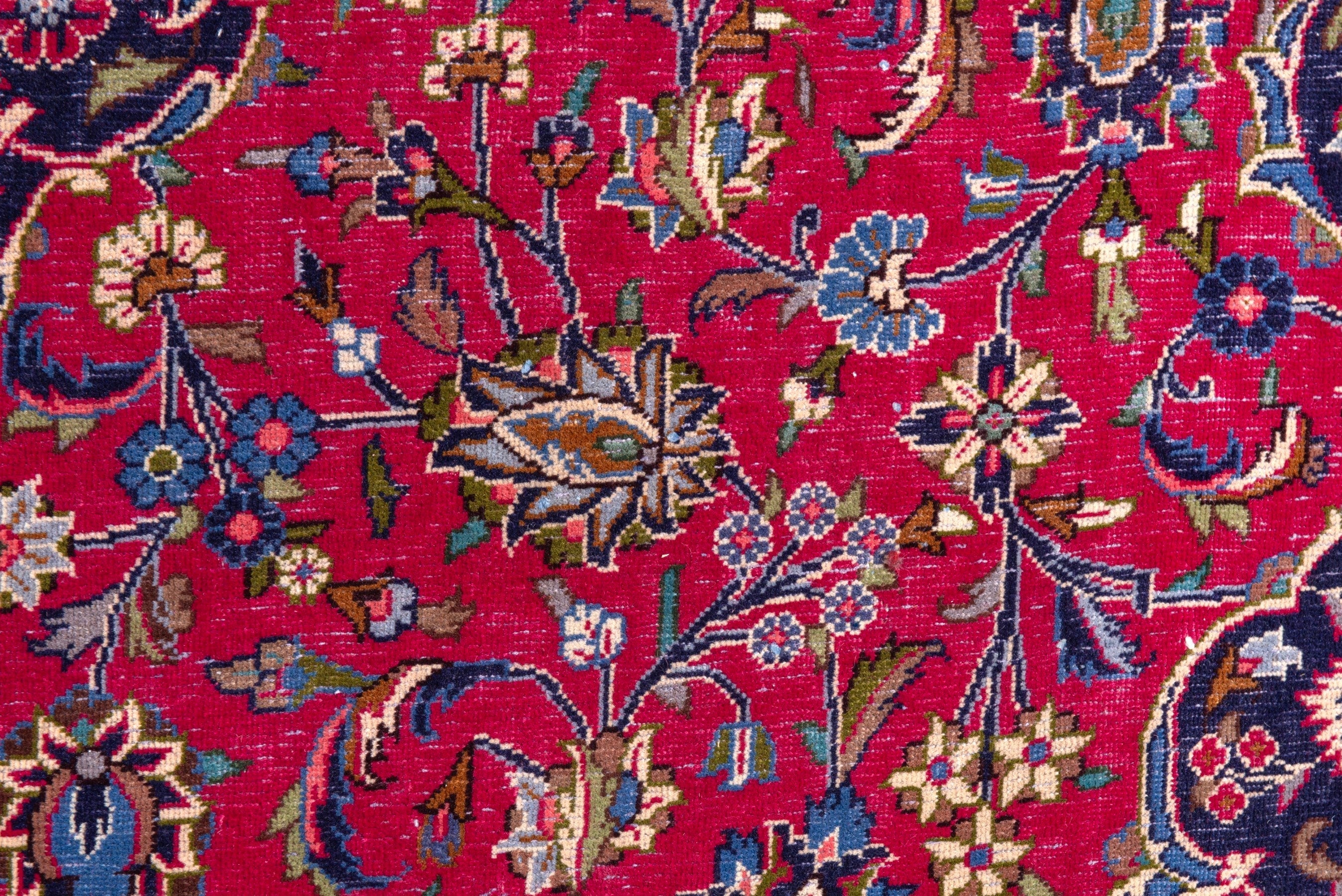 Persian Kashmar oversized rug in deep red and dark blue, view 16 of 23