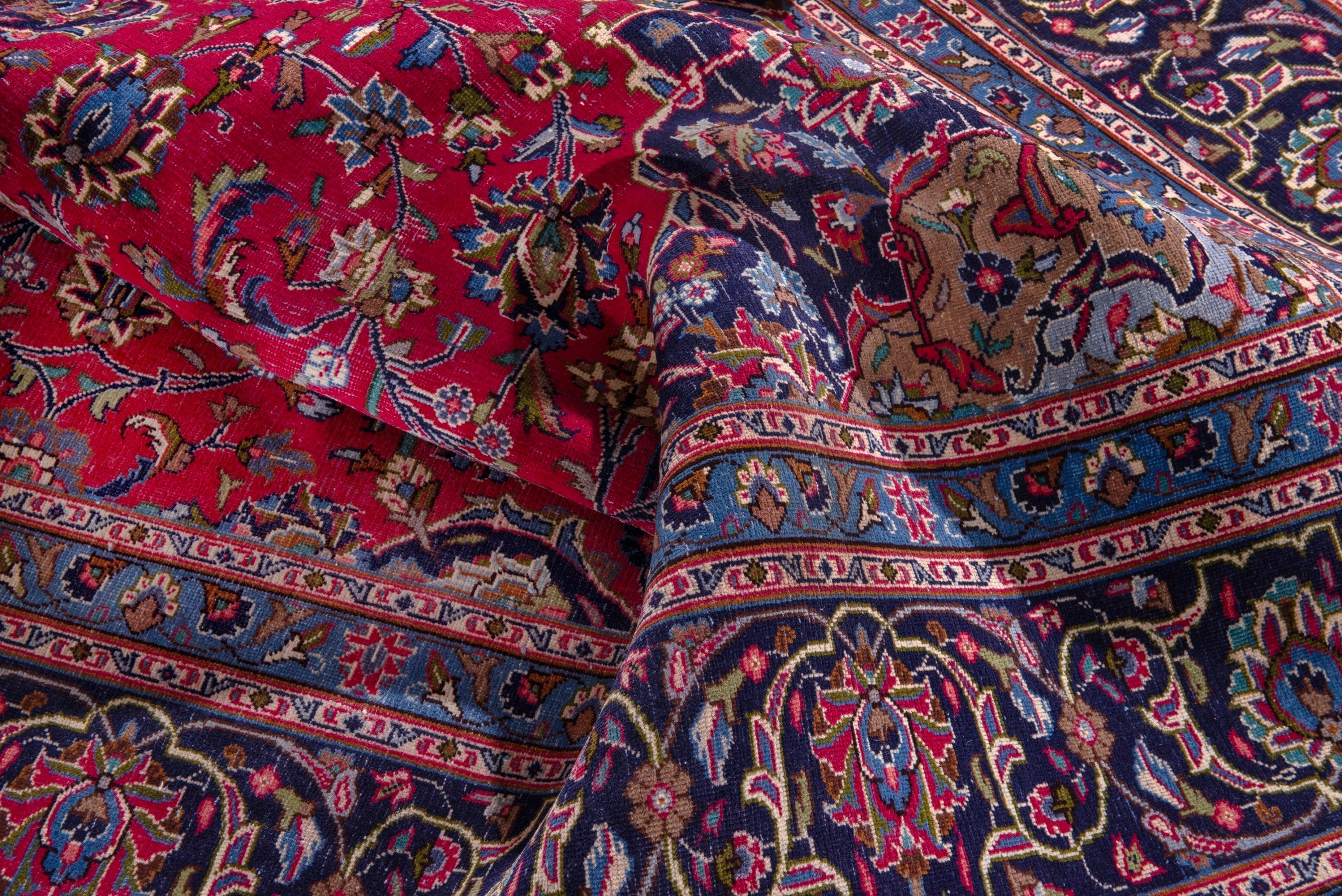 Persian Kashmar oversized rug in deep red and dark blue, view 20 of 23