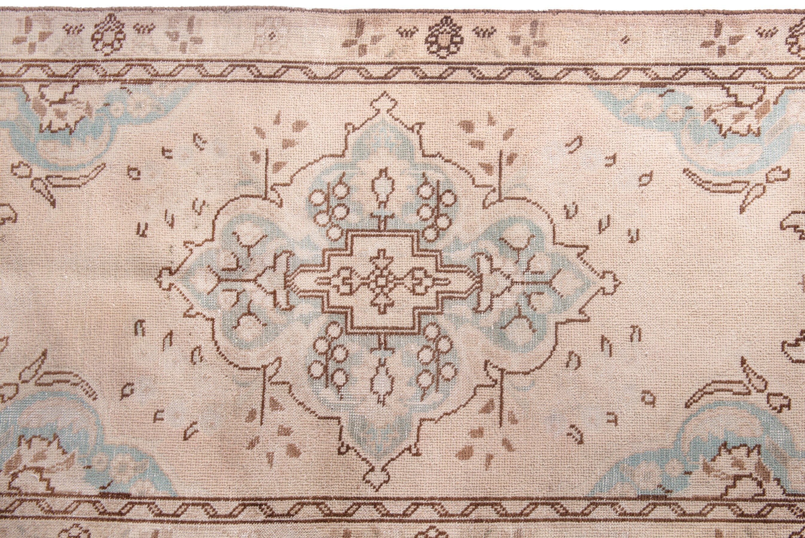 Persian Tabriz runner rug in muted pink and dusty rose, view 13 of 23