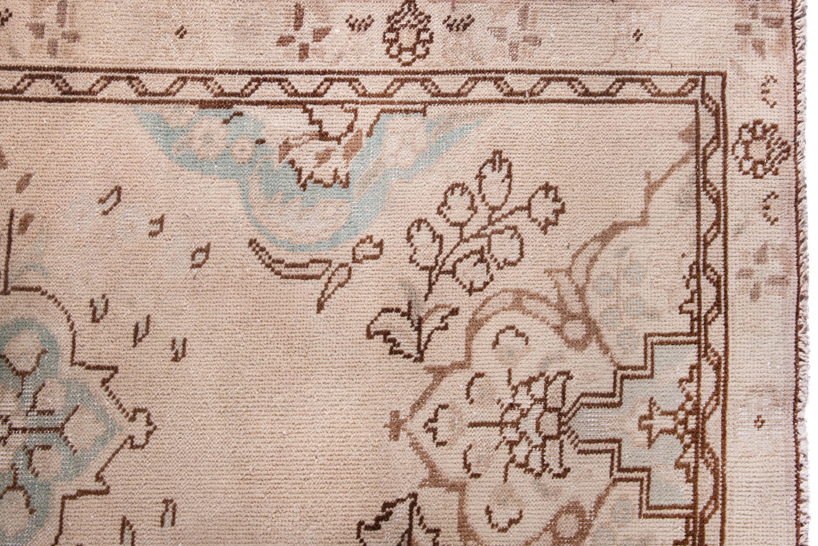 Persian Tabriz runner rug in muted pink and dusty rose, view 14 of 23