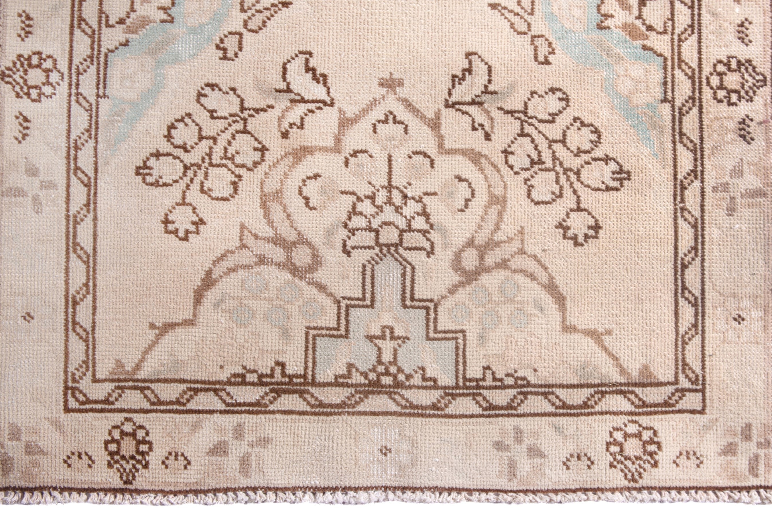 Persian Tabriz runner rug in muted pink and dusty rose, view 15 of 23
