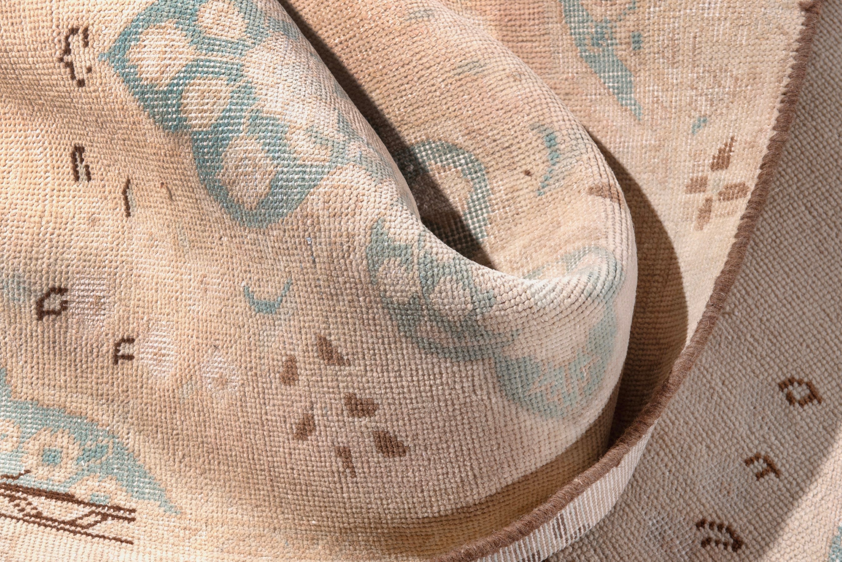 Persian Tabriz runner rug in muted pink and dusty rose, view 17 of 23