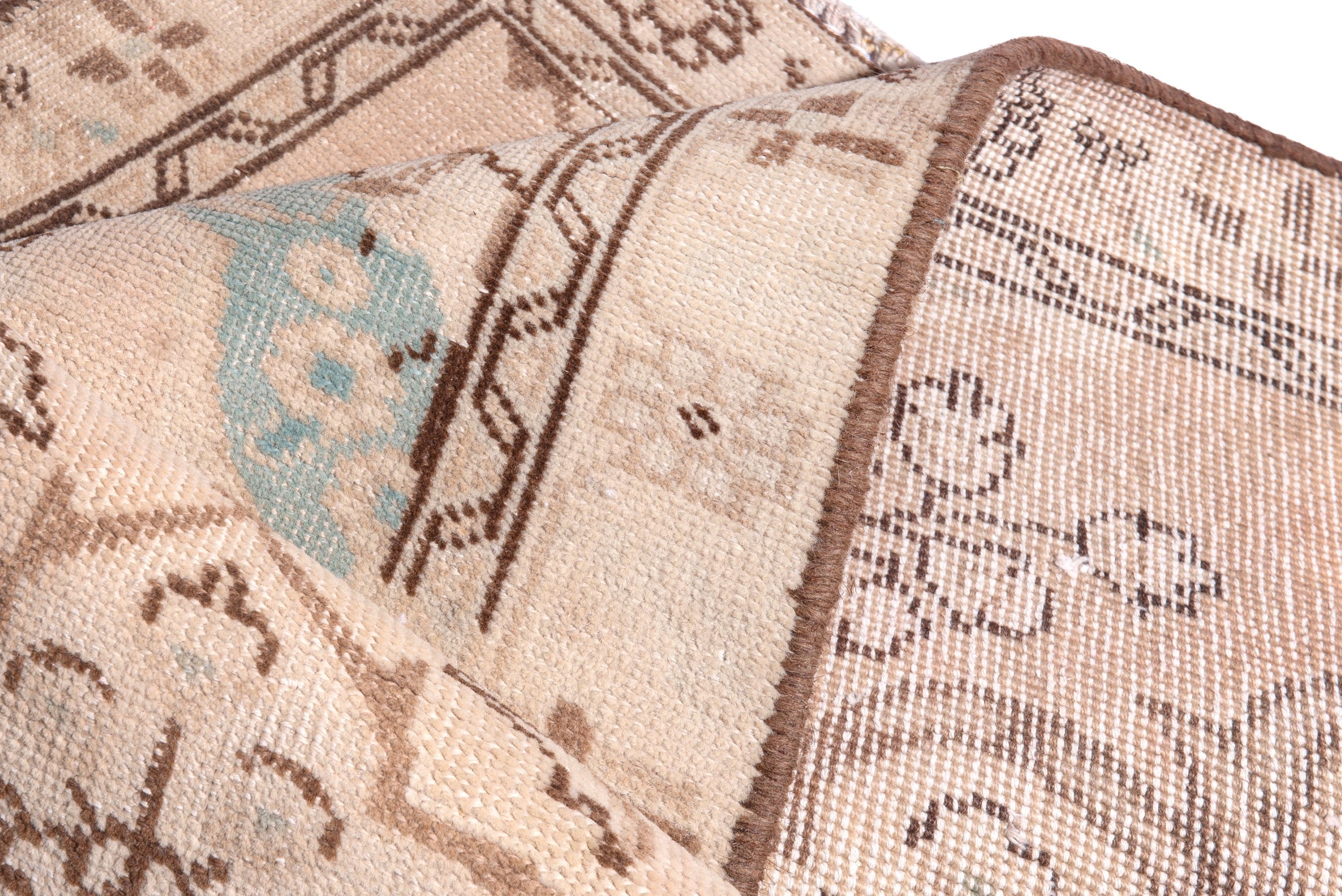 Persian Tabriz runner rug in muted pink and dusty rose, view 19 of 23