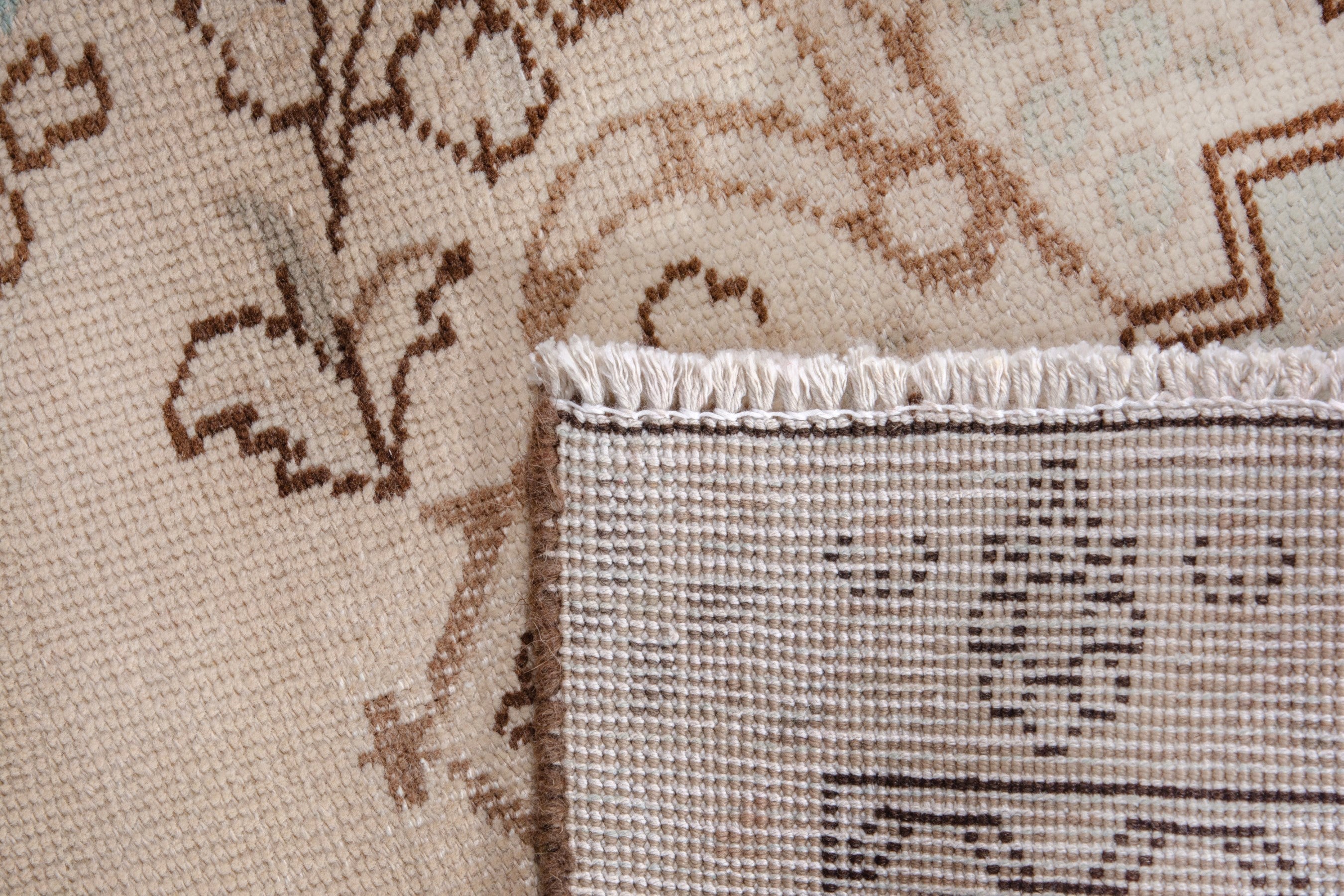 Persian Tabriz runner rug in muted pink and dusty rose, view 23 of 23