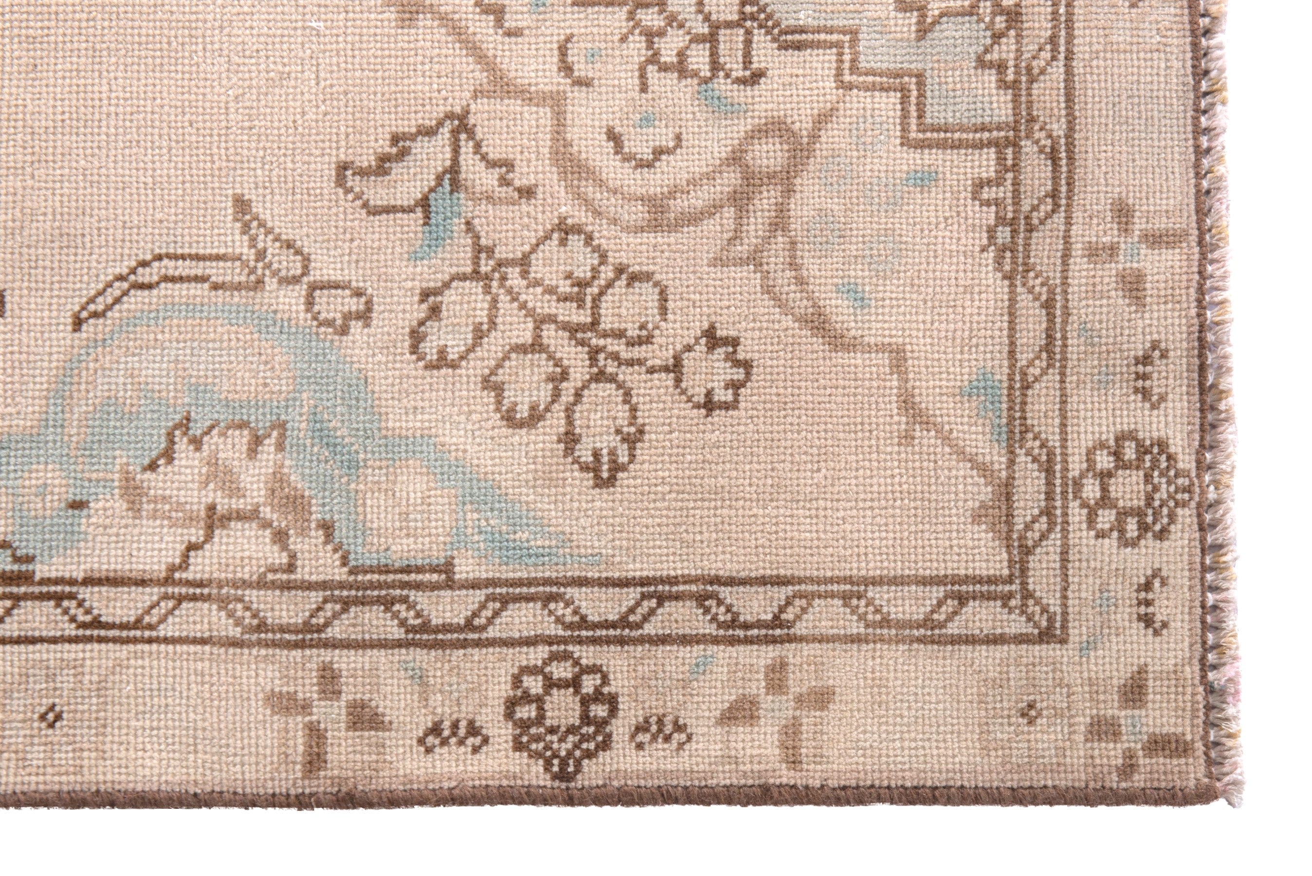 Persian Tabriz runner rug in muted pink and dusty rose, view 5 of 23