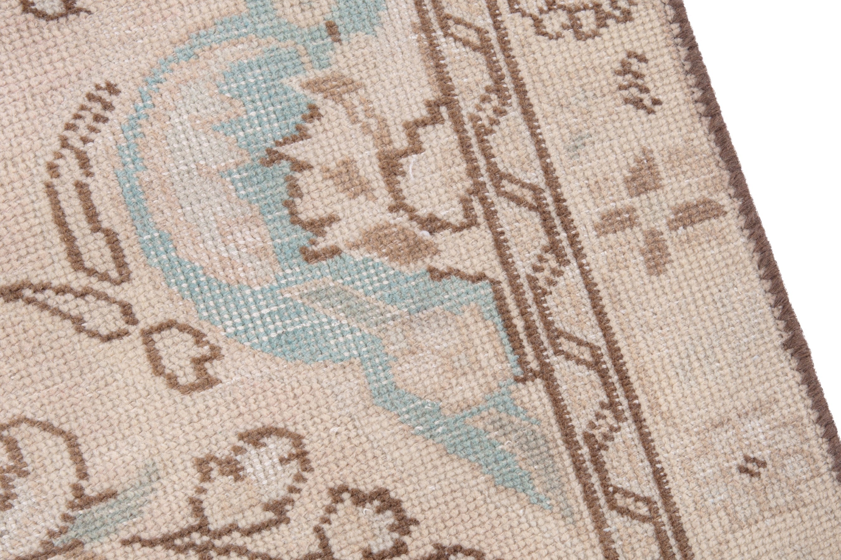 Persian Tabriz runner rug in muted pink and dusty rose, view 7 of 23