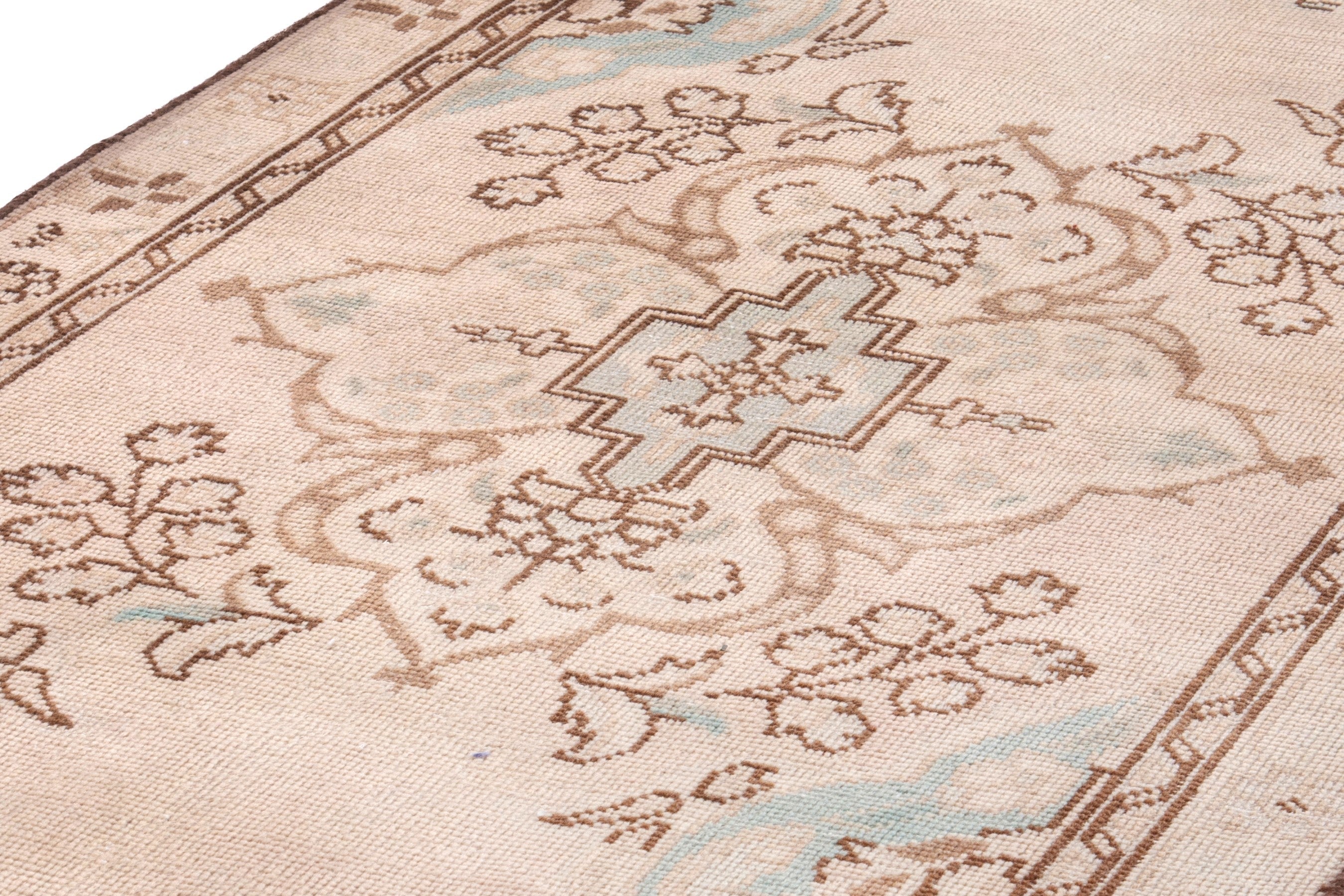 Persian Tabriz runner rug in muted pink and dusty rose, view 9 of 23