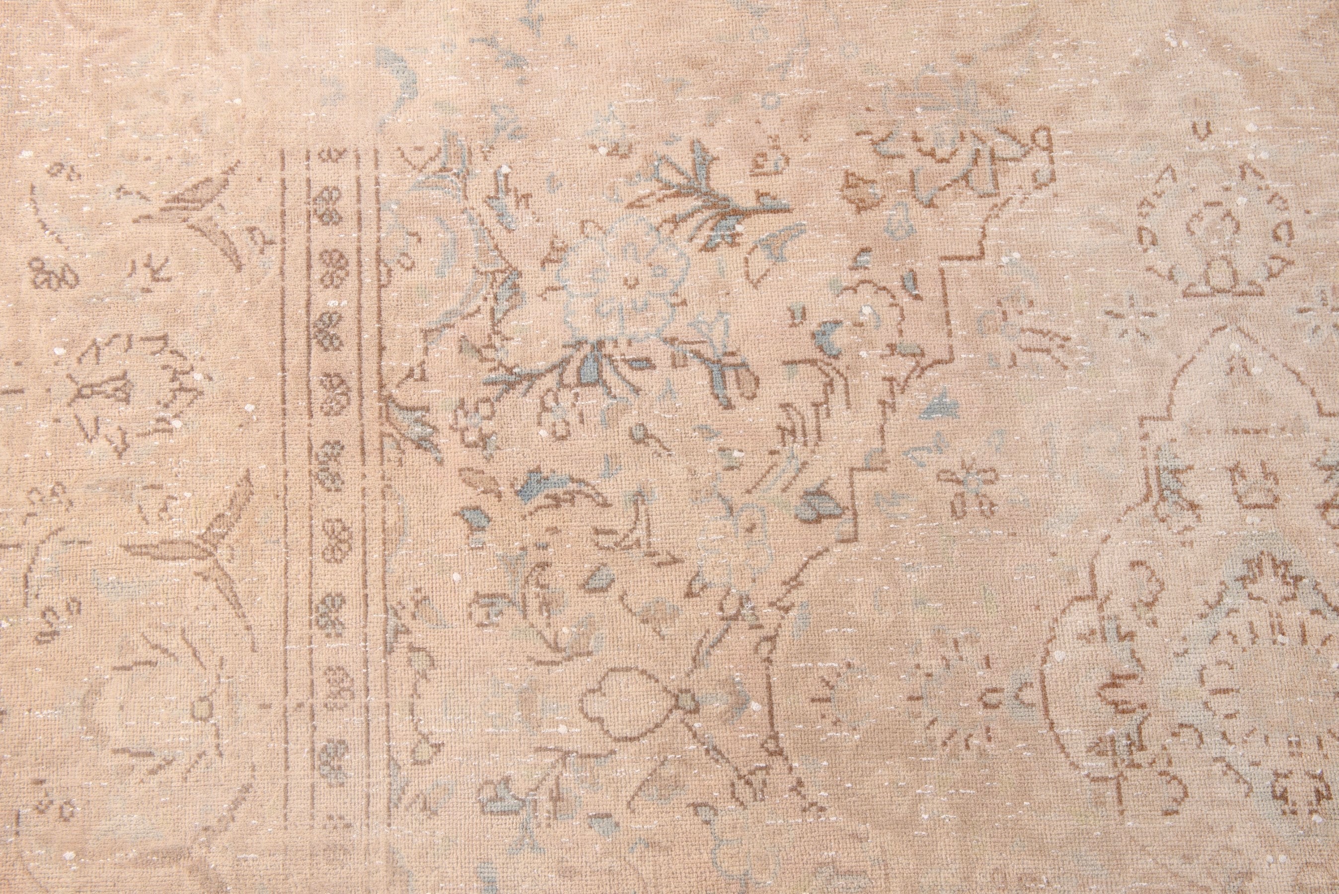 Persian Kashan area rug in muted pink and dusty rose, view 15 of 22