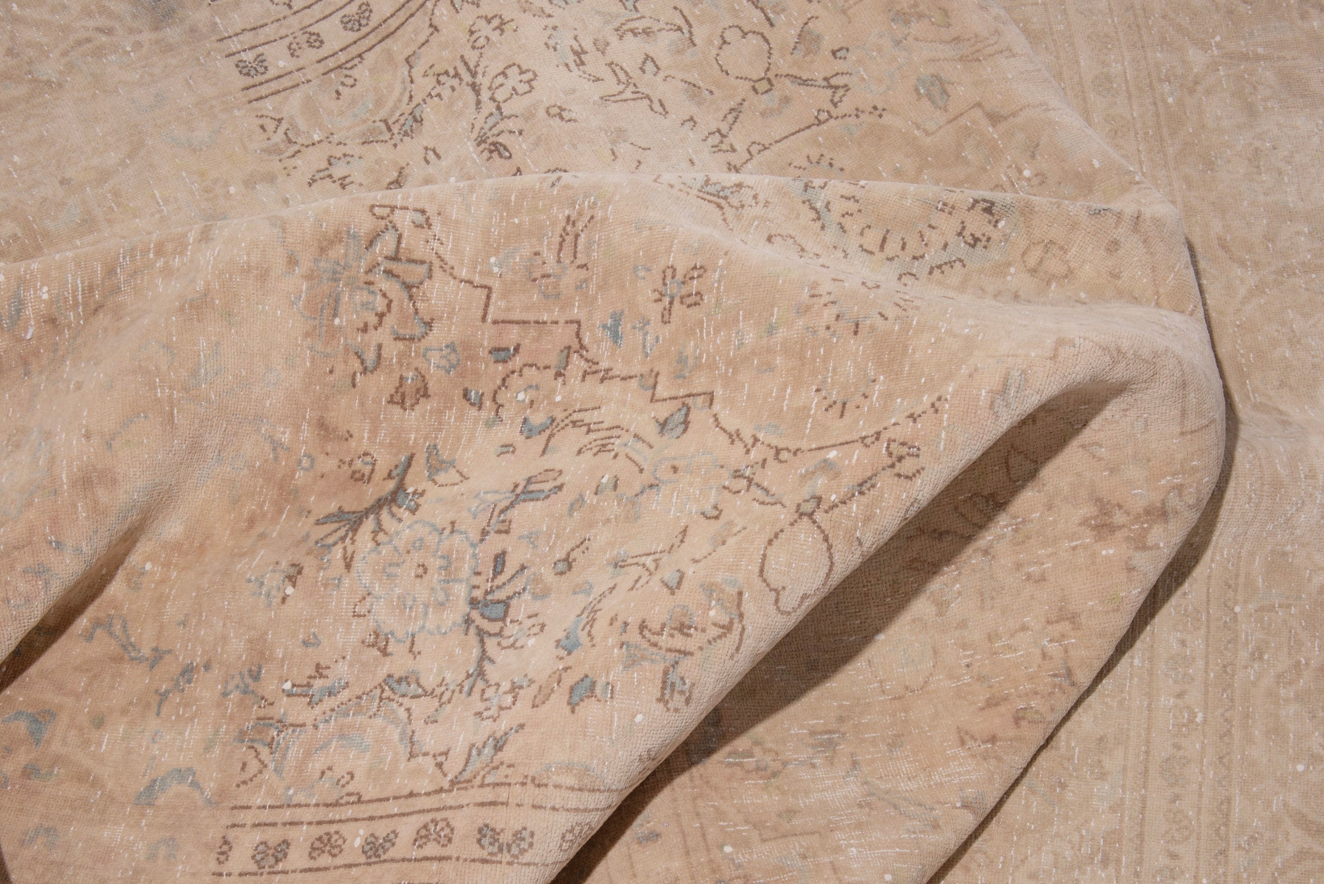 Persian Kashan area rug in muted pink and dusty rose, view 19 of 22