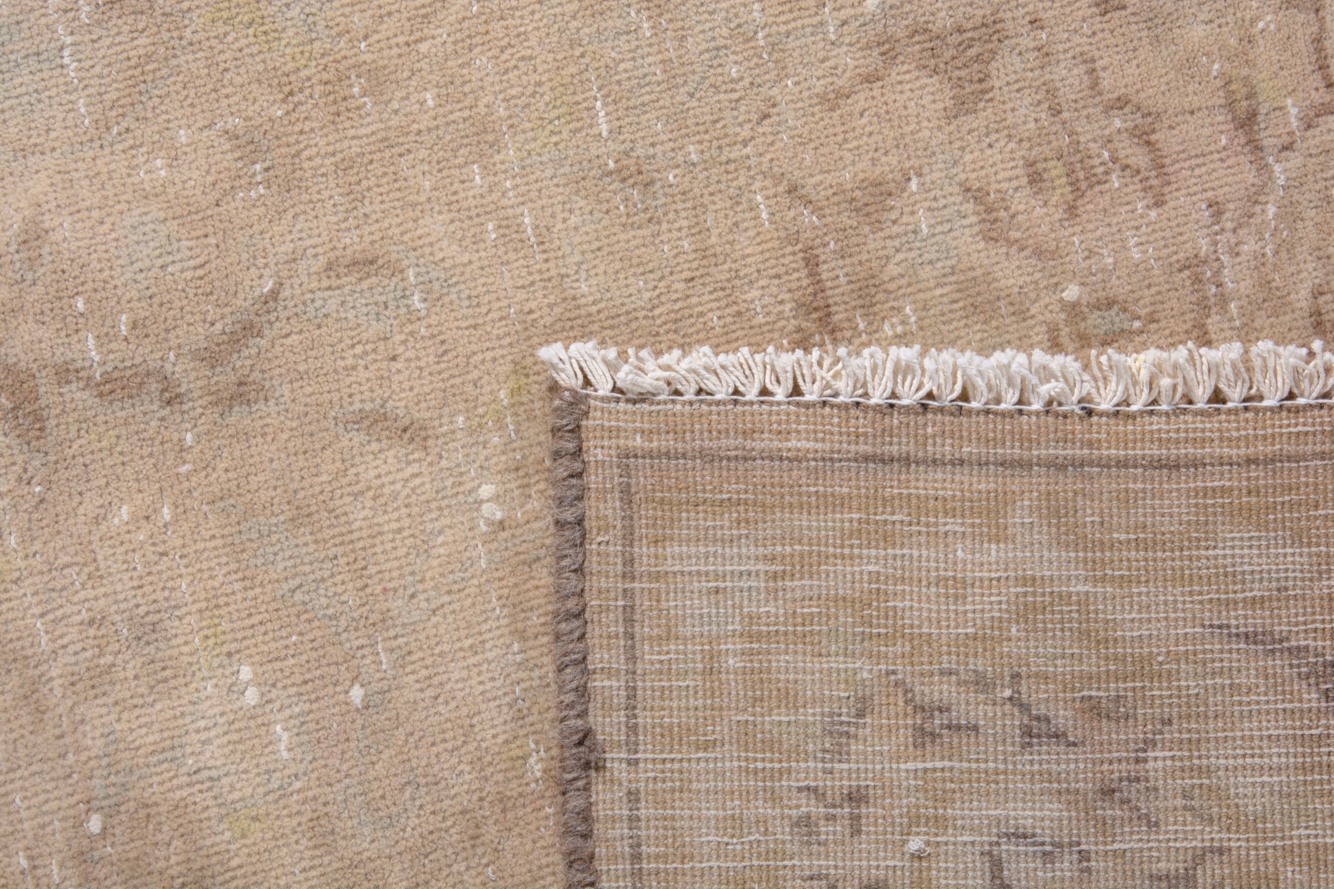 Persian Kashan area rug in muted pink and dusty rose, view 22 of 22