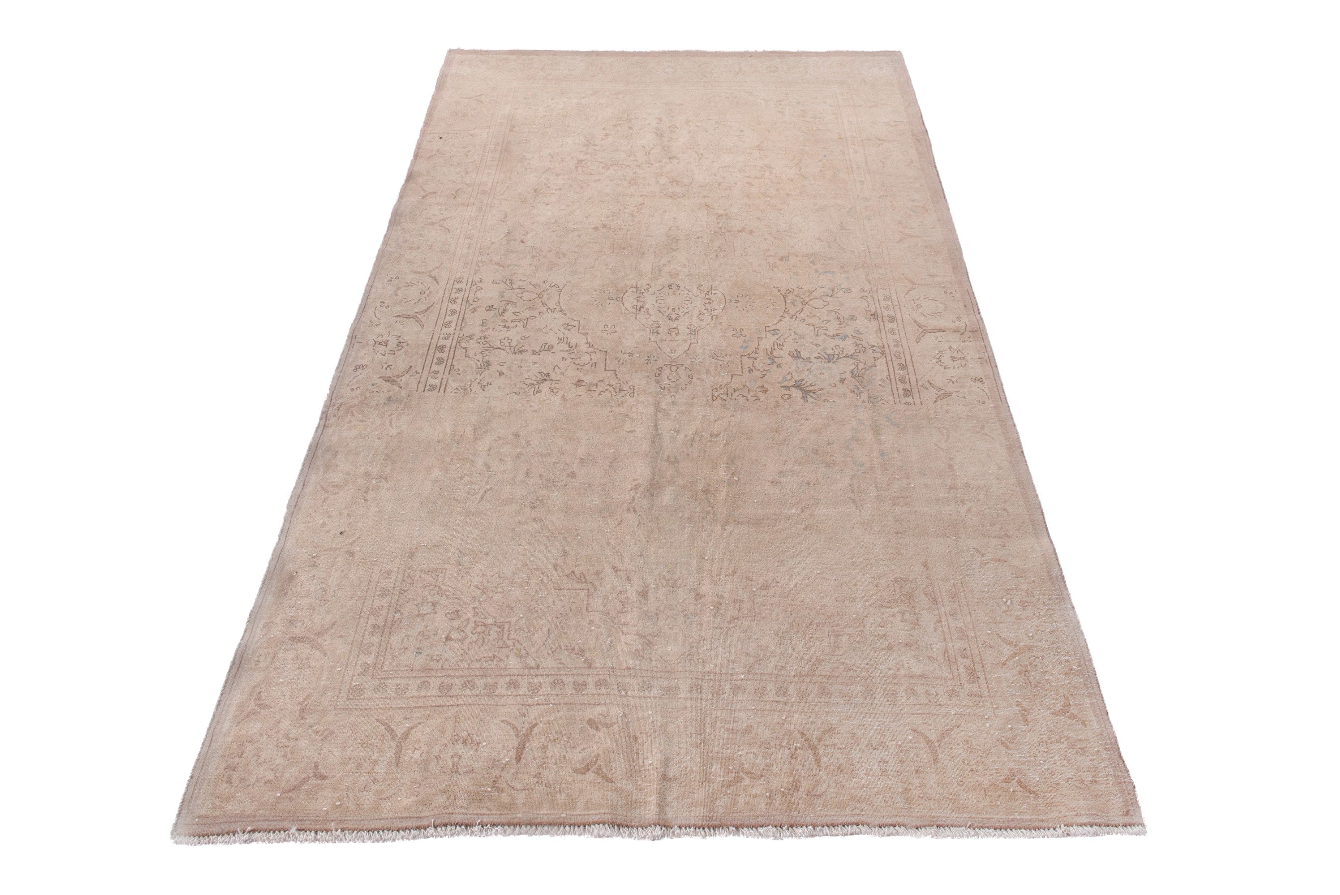 Persian Kashan area rug in muted pink and dusty rose, view 2 of 22