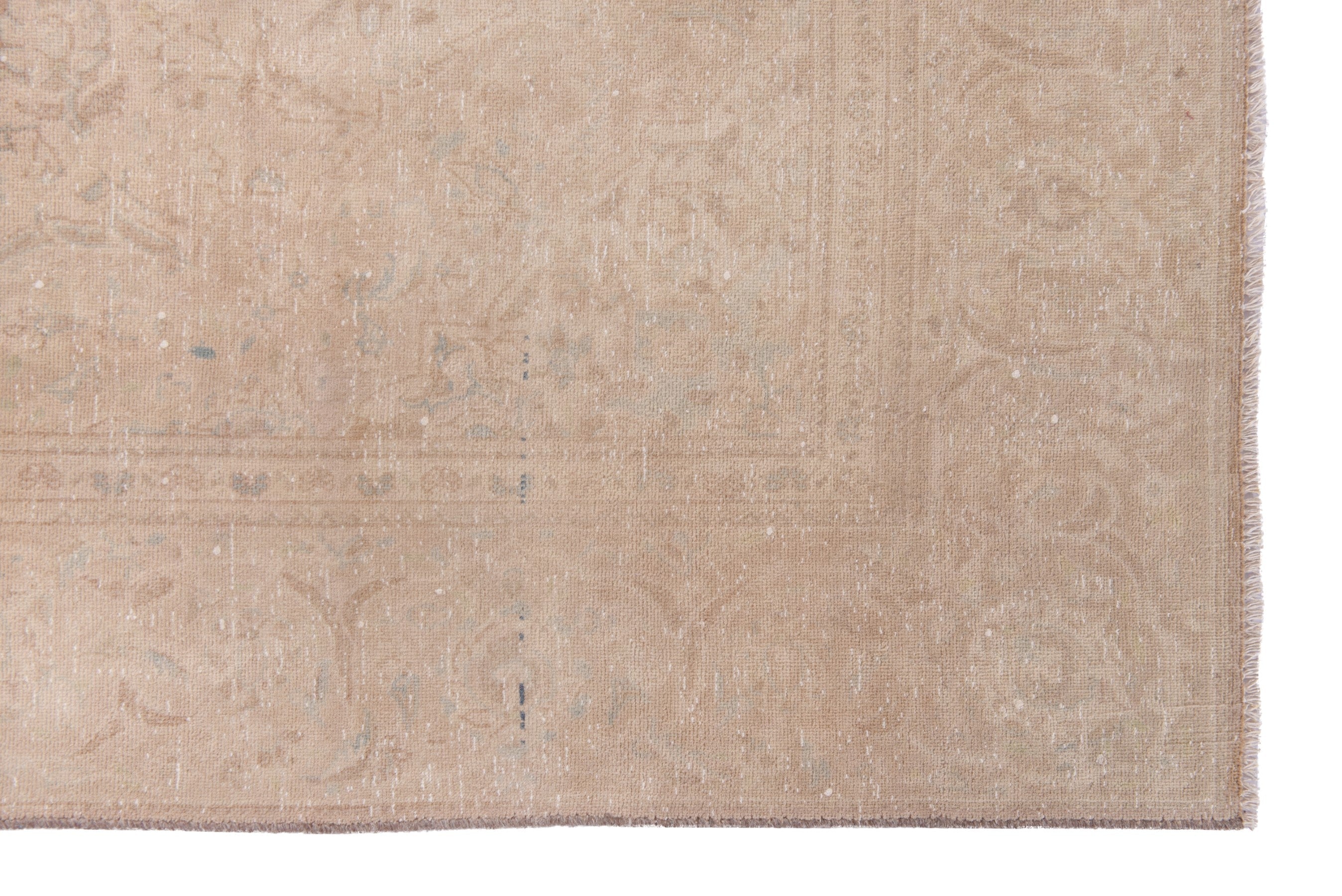 Persian Kashan area rug in muted pink and dusty rose, view 5 of 22