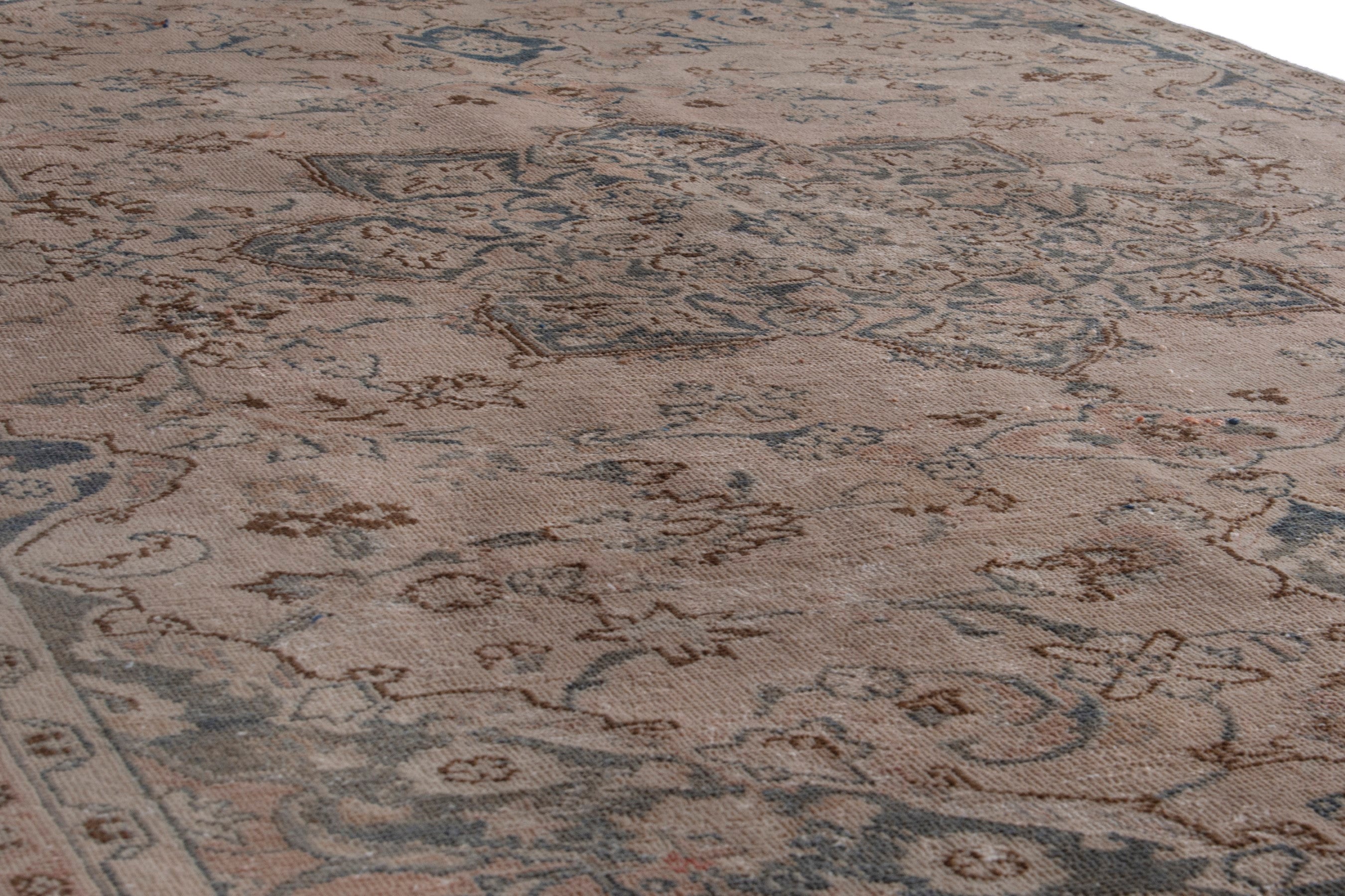 Persian Sabzevar area rug in beige and taupe, view 11 of 16