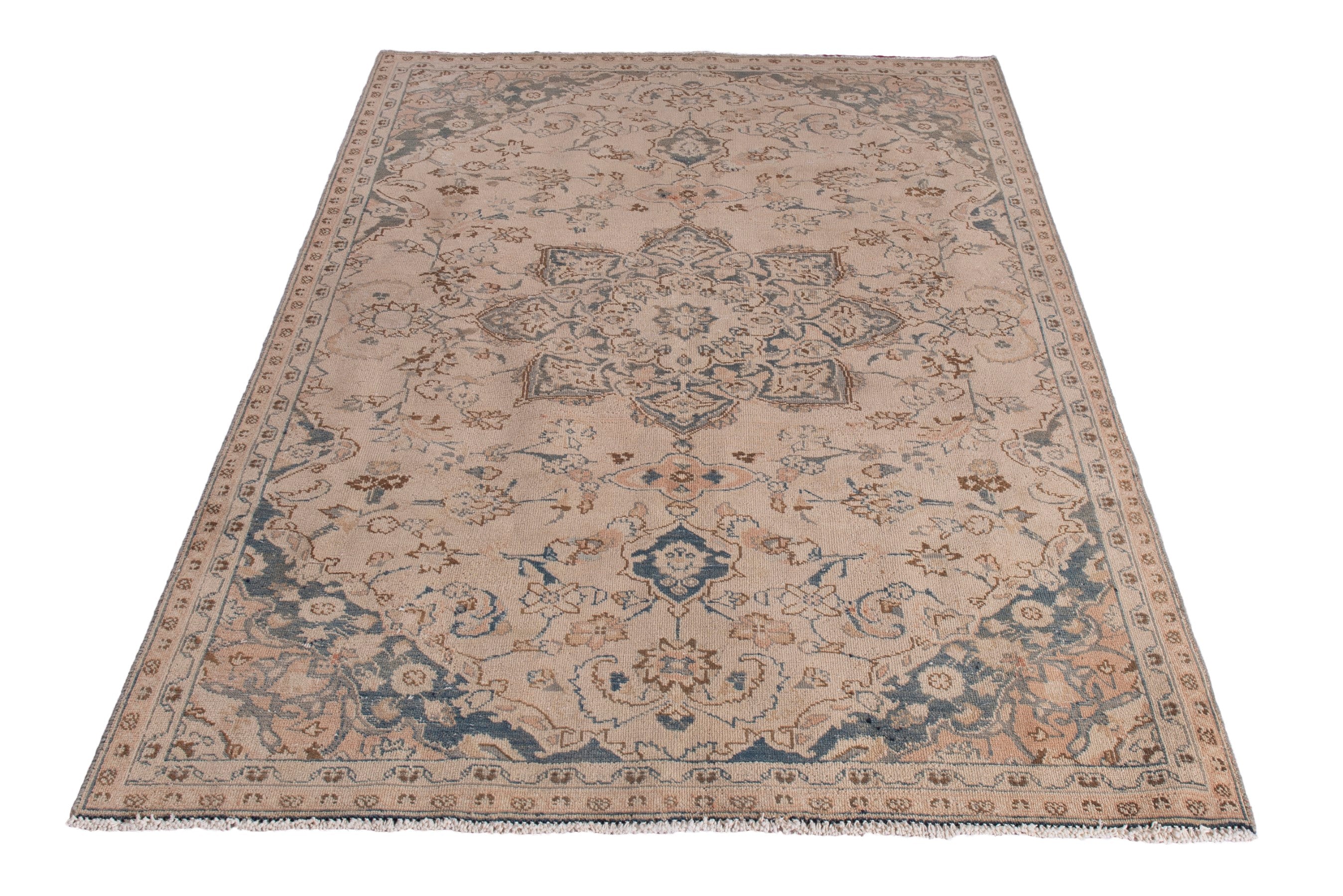 Persian Sabzevar area rug in beige and taupe, view 2 of 16