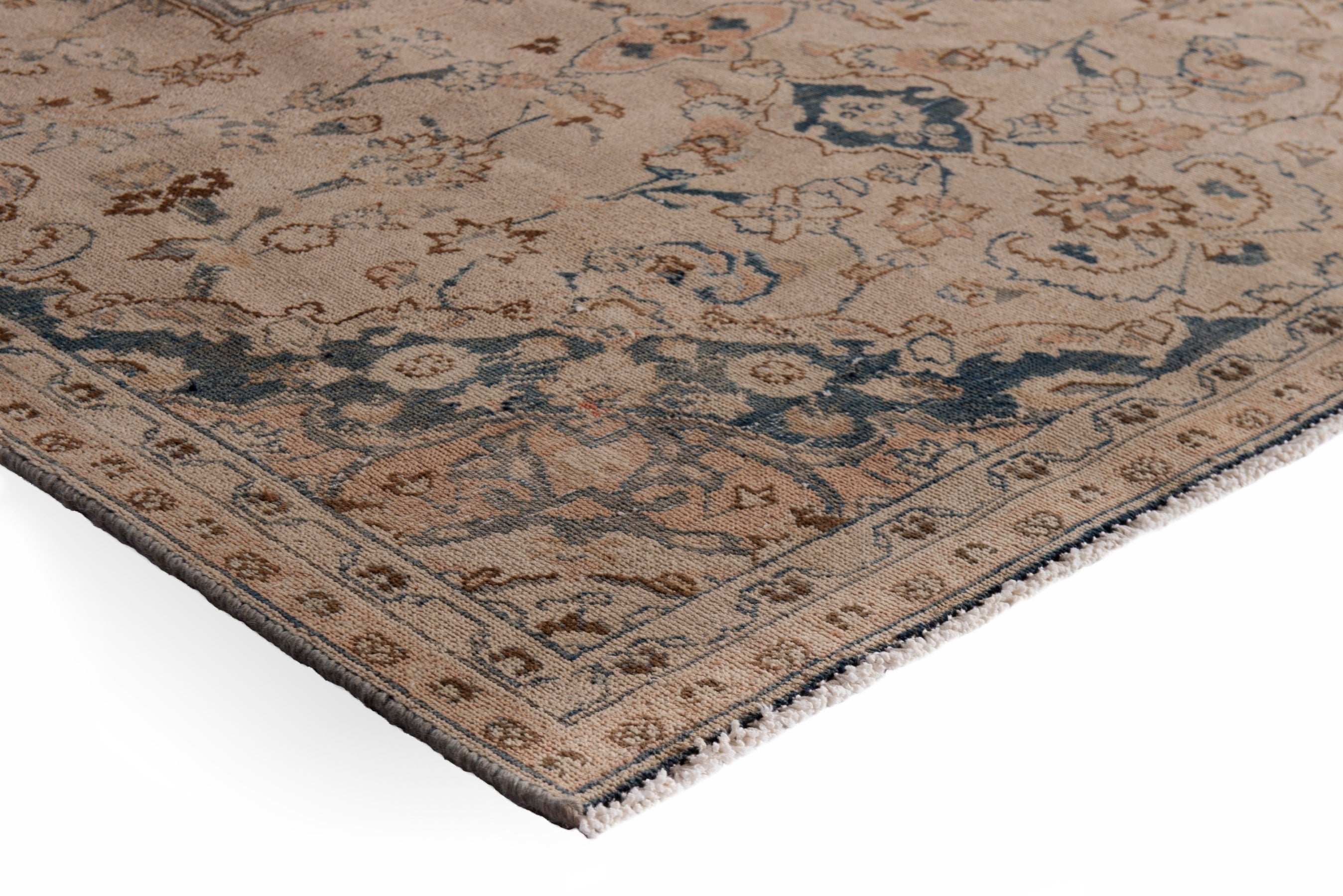 Persian Sabzevar area rug in beige and taupe, view 4 of 16