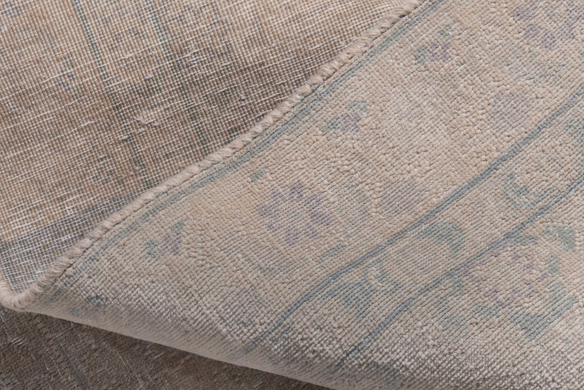 Persian Tabriz accent rug in dusty rose and greige, view 18 of 19