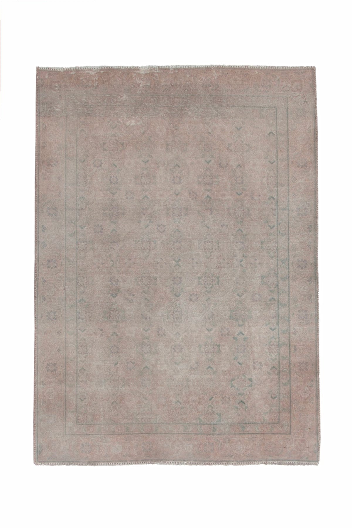 Persian Tabriz accent rug in dusty rose and greige, view 2 of 19