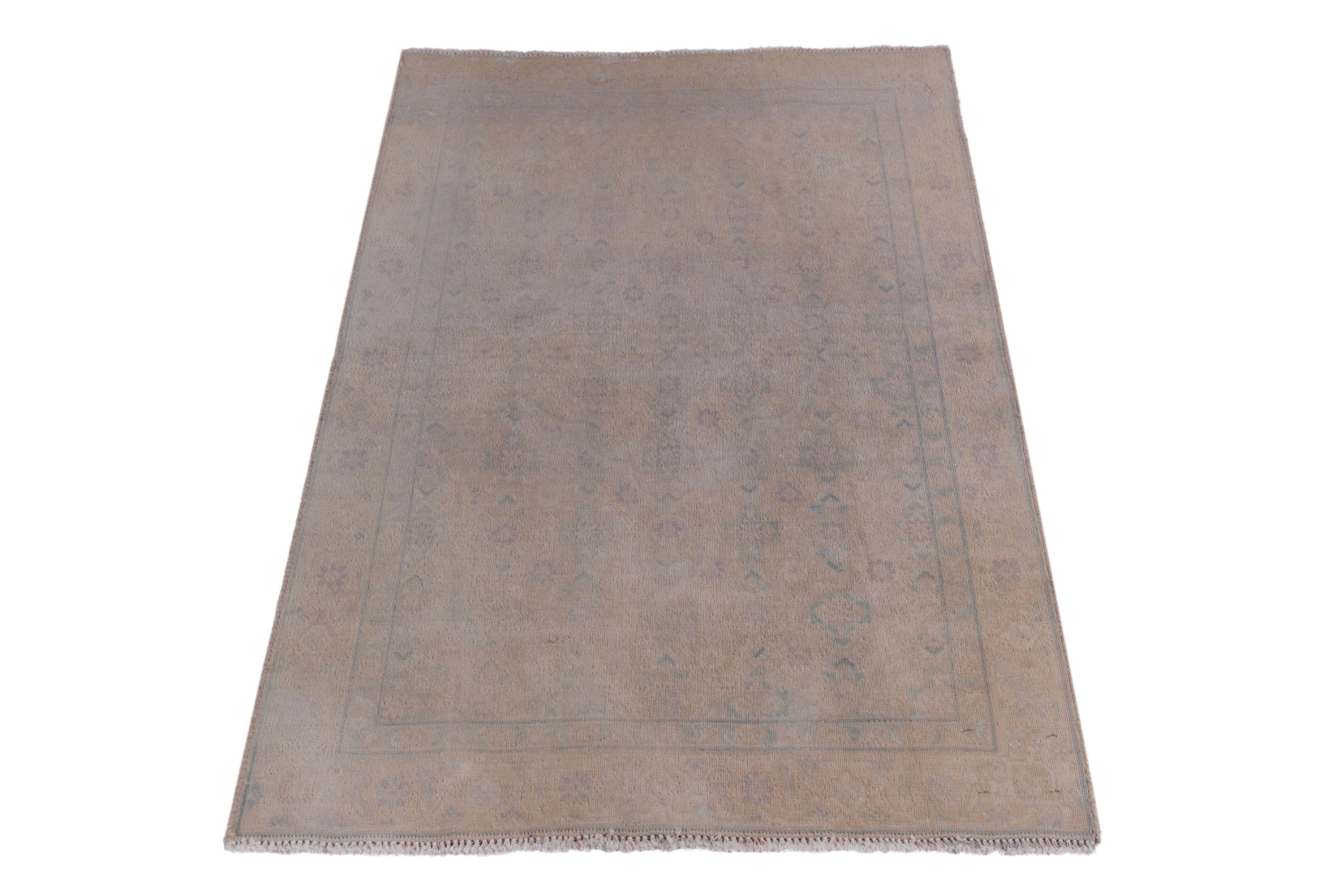 Persian Tabriz accent rug in dusty rose and greige, view 3 of 18