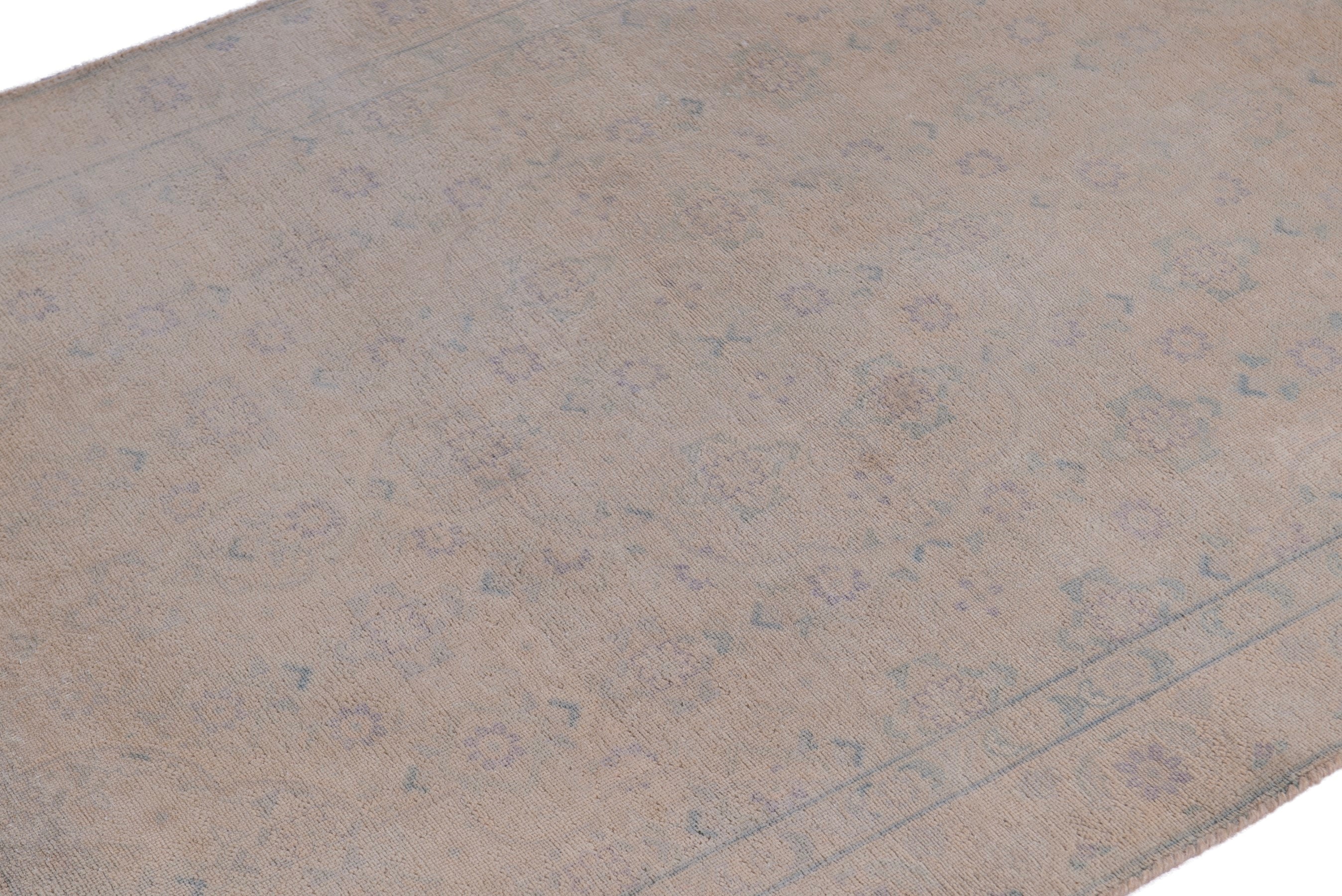 Persian Tabriz accent rug in dusty rose and greige, view 6 of 18