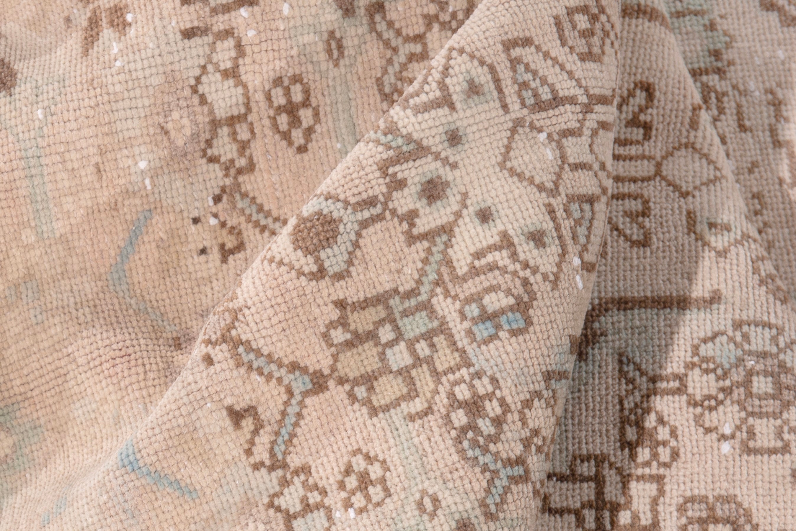 Persian Zanjan runner rug in taupe and cream, view 16 of 20