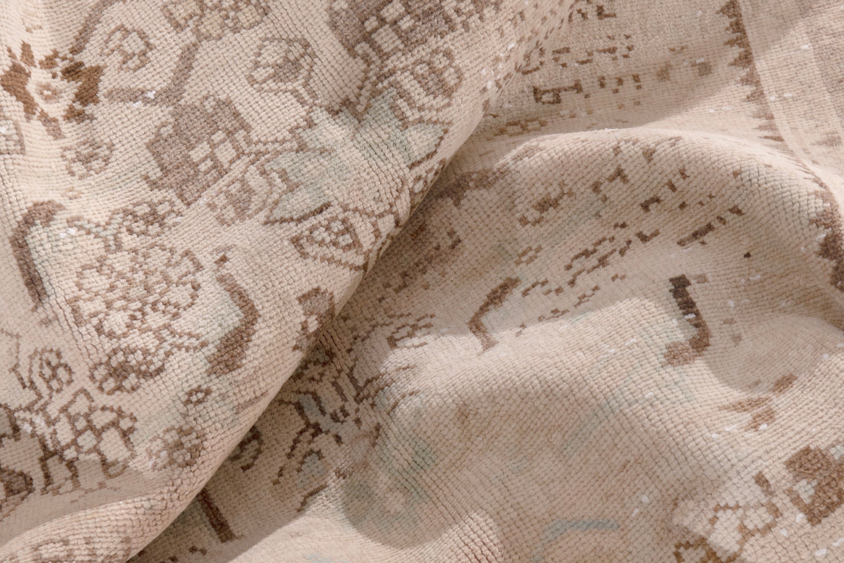 Persian Zanjan runner rug in taupe and cream, view 17 of 20