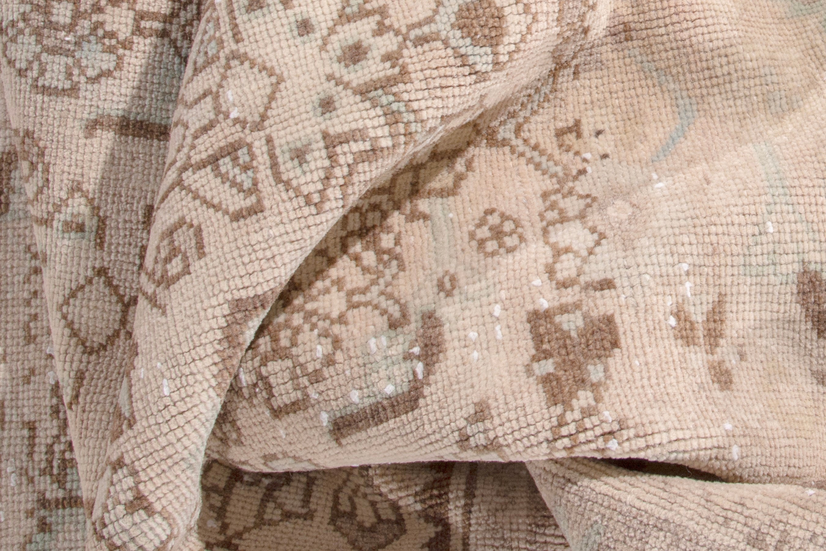 Persian Zanjan runner rug in taupe and cream, view 18 of 20