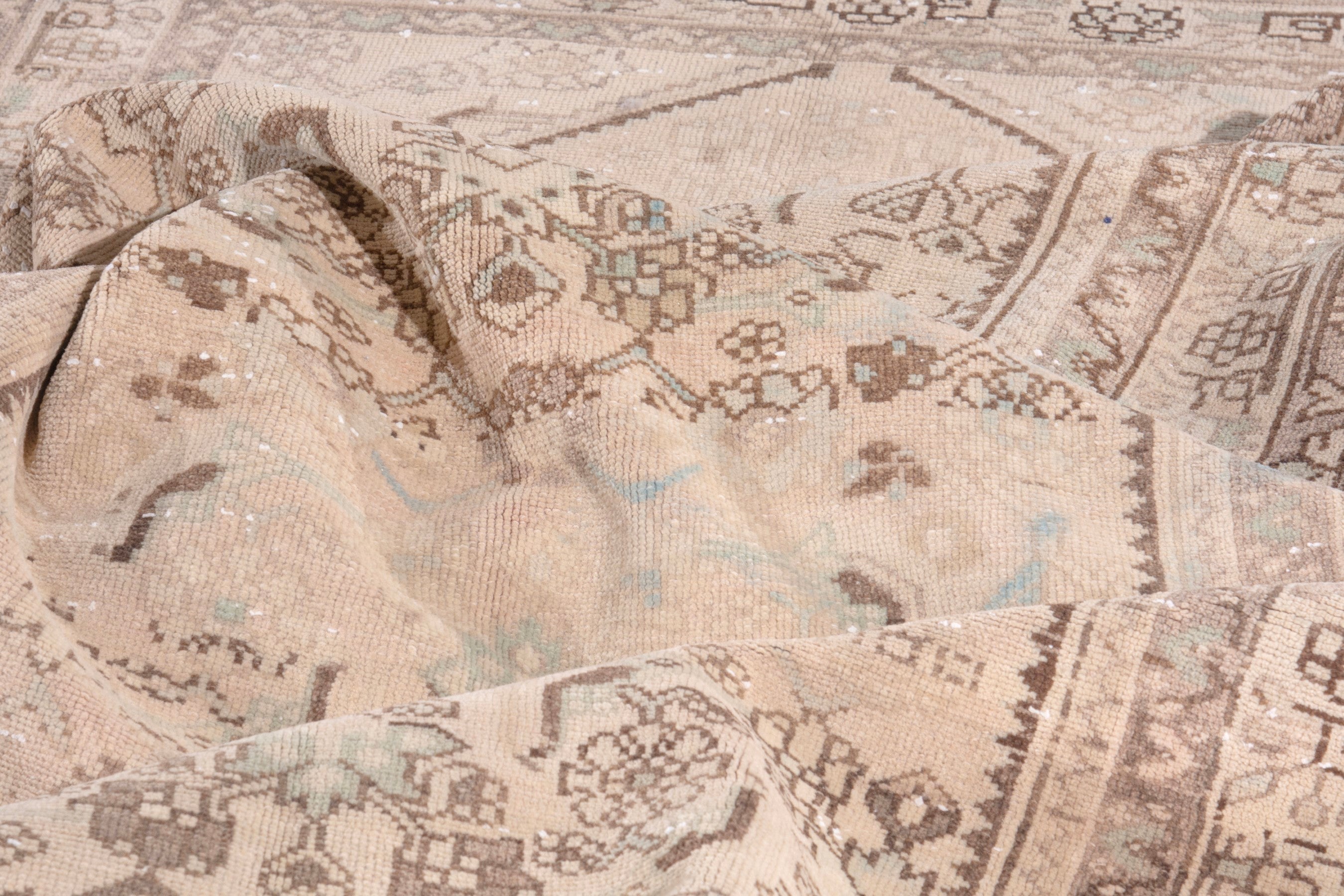 Persian Zanjan runner rug in taupe and cream, view 19 of 20