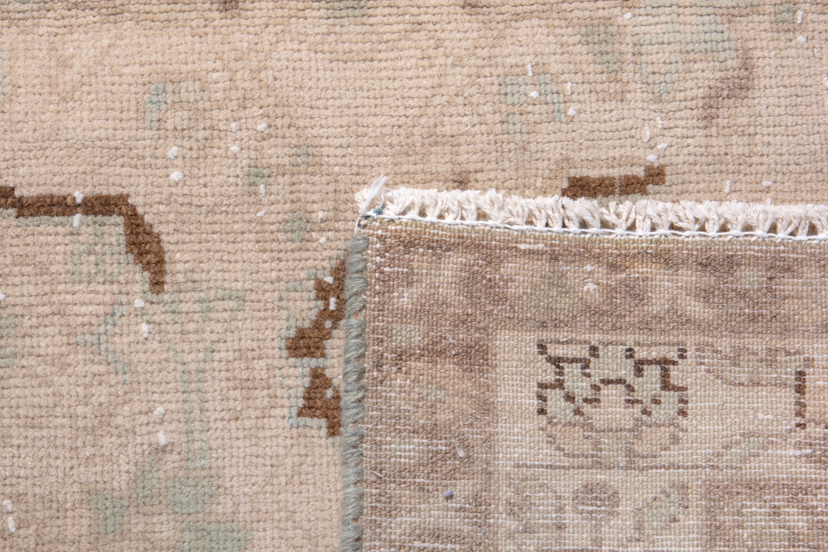 Persian Zanjan runner rug in taupe and cream, view 20 of 20