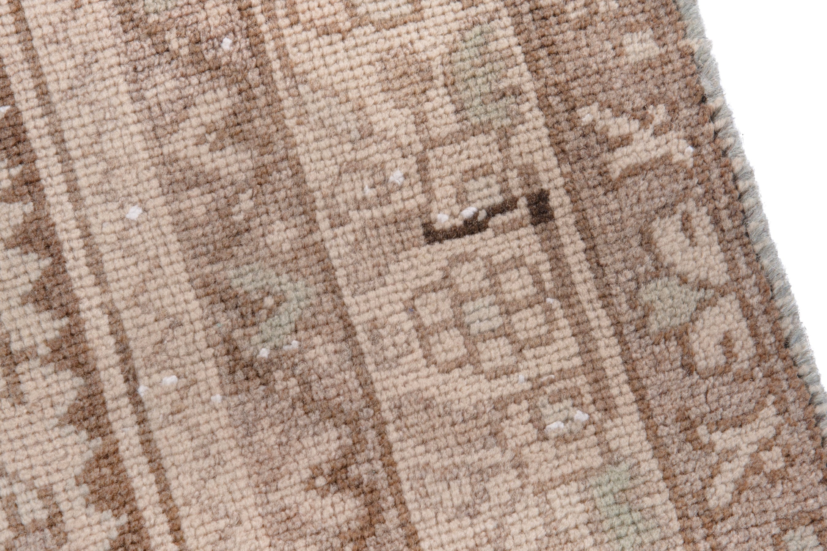 Persian Zanjan runner rug in taupe and cream, view 7 of 20